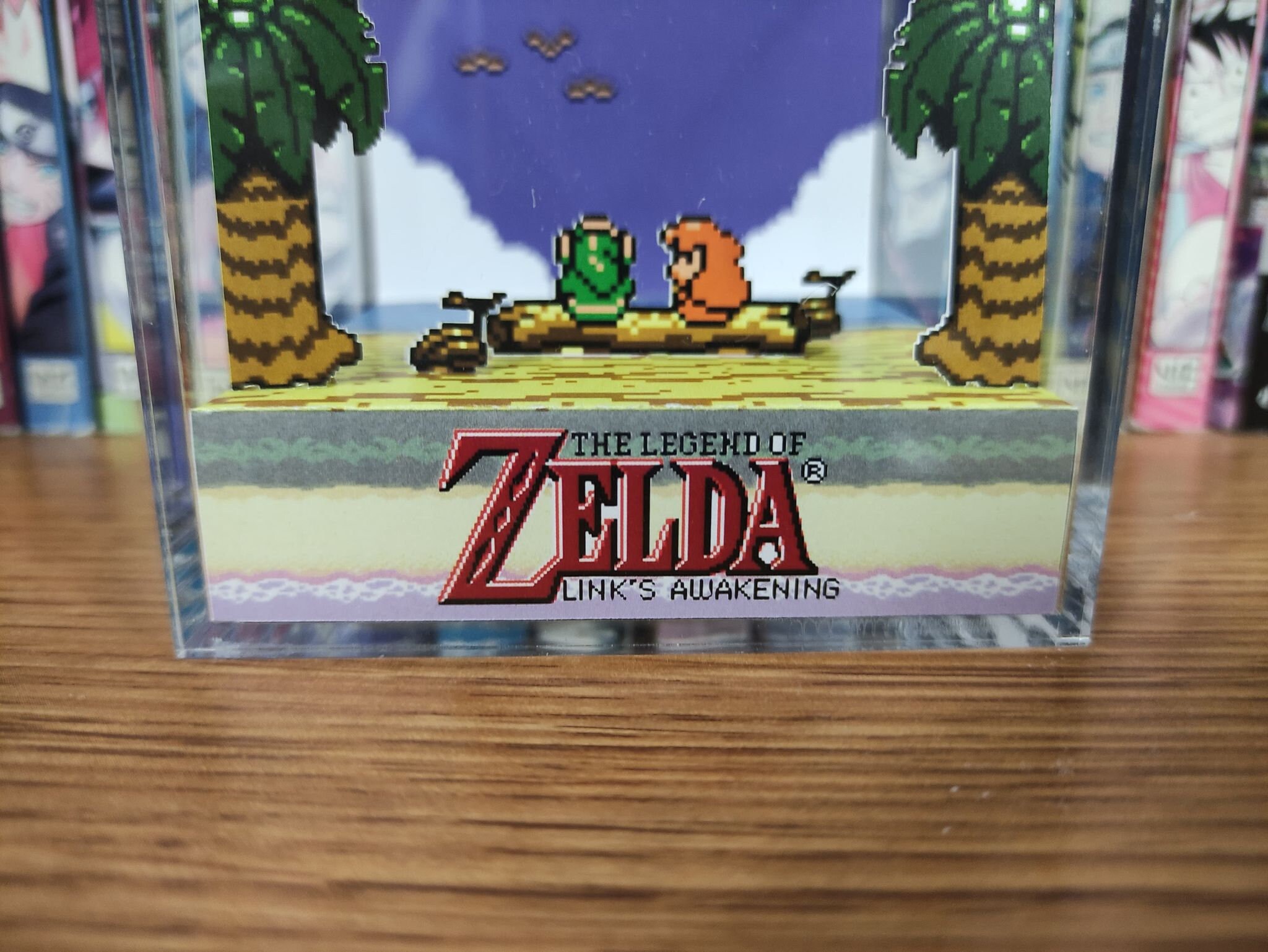 The Legend of Zelda Diorama -Link's Awakening (Link and Marin), Zelda 3D Diorama Cube, Handmade Crystal Diorama Cube, Unique Gift for Gamers