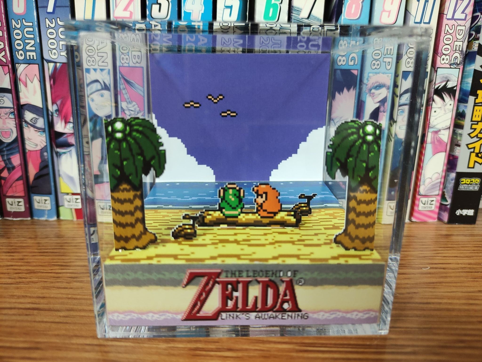 The Legend of Zelda Diorama -Link's Awakening (Link and Marin), Zelda 3D Diorama Cube, Handmade Crystal Diorama Cube, Unique Gift for Gamers