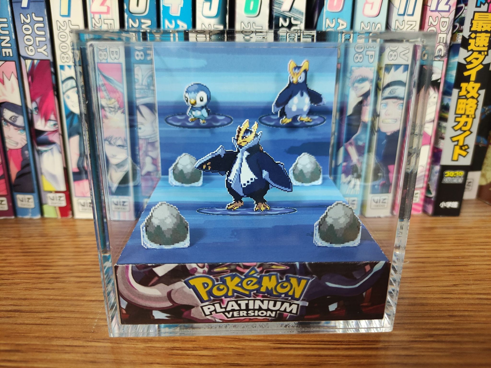 Evolution Empoleon (Platinum), Piplup Prinplup Empoleon 3D Diorama Cube, Handmade Crystal Diorama Cube, Unique Gift for Gamers (Piplup)