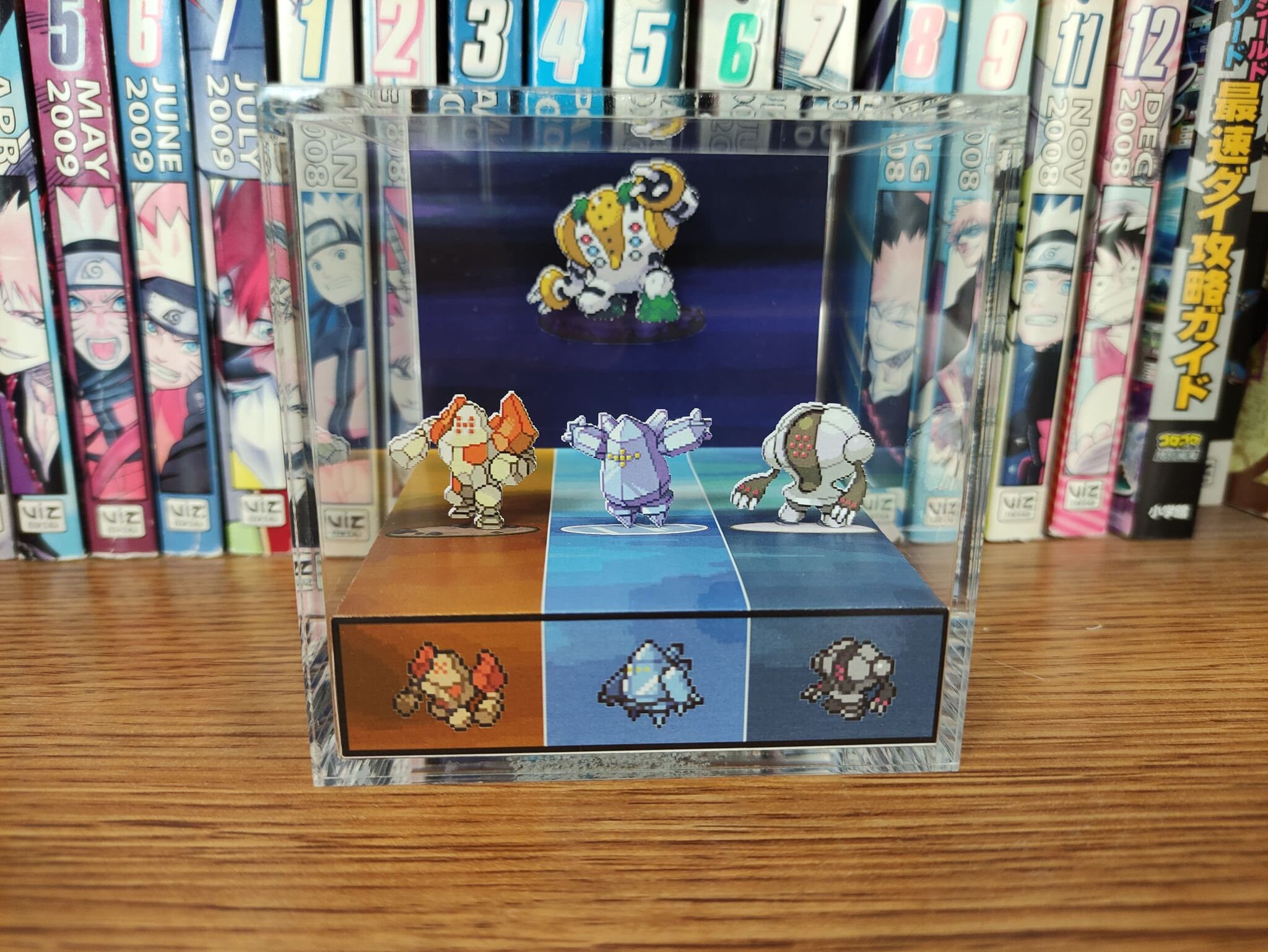 Regigigas, Regirock, Regice, Registeel 3D Diorama Cube, Regirock, Regice, Registeel Handmade Crystal Diorama Cube, Unique Gift for Gamers