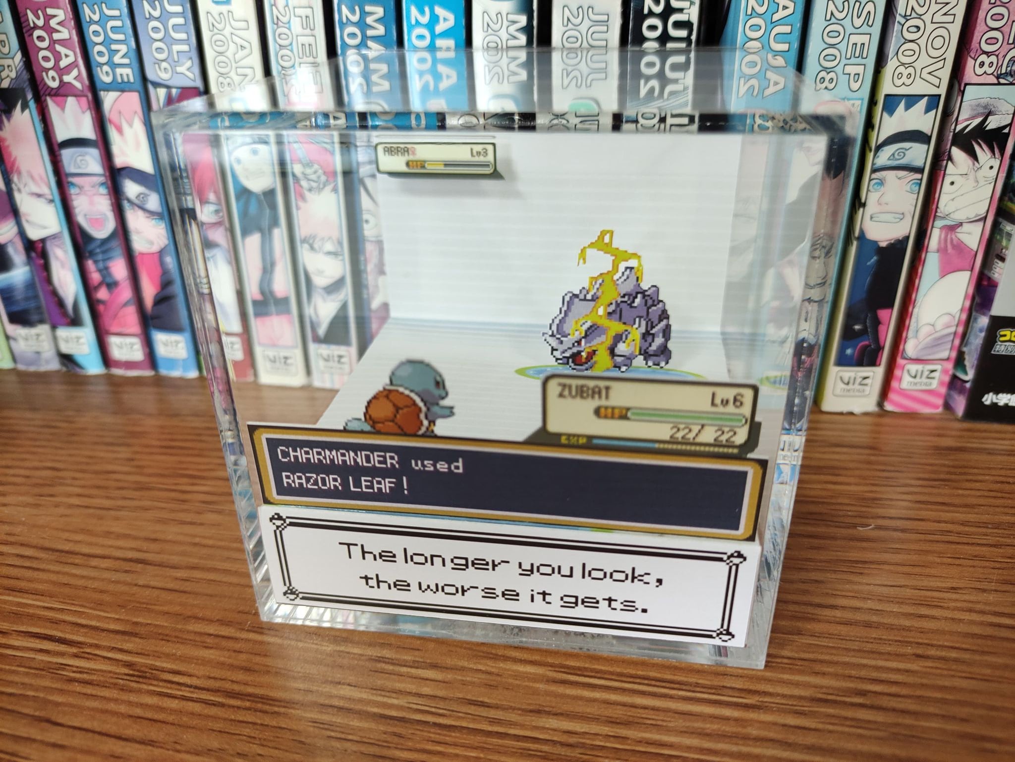 Meme Encounter (Longer you look, the worse it gets), PokeMeme 3D Diorama Cube, Handmade Crystal Diorama Cube, Unique Gift for Gamers