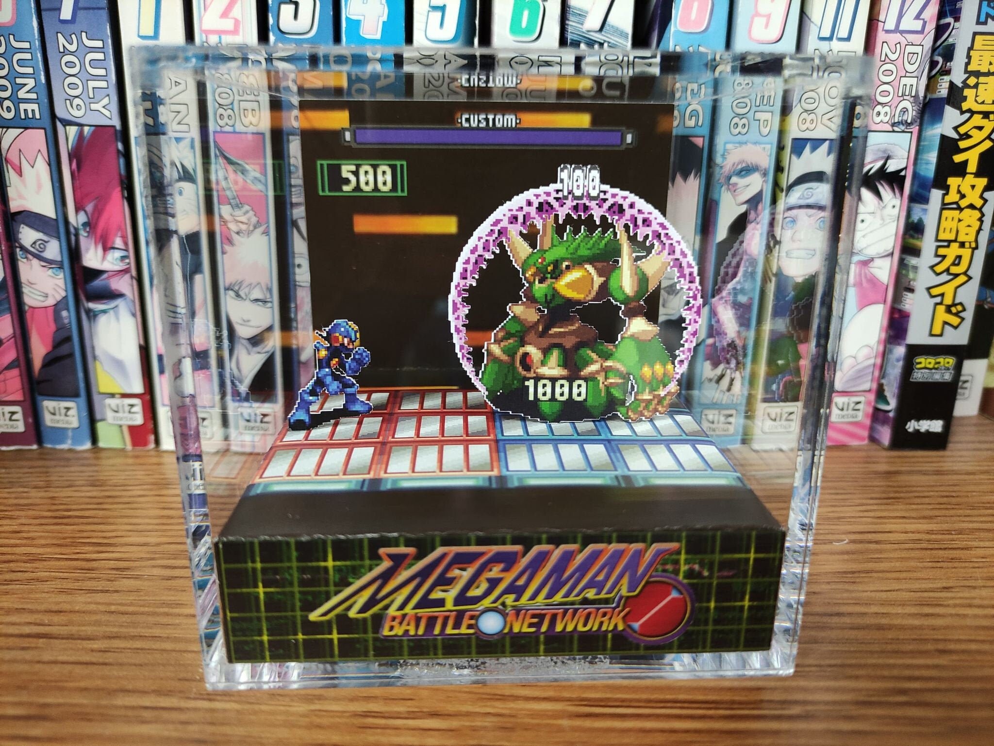 Mega Man Diorama - Mega Man vs Life Virus (Battle Network), Mega Man 3D Diorama Cube, Handmade Crystal Diorama Cube, Unique Gift for Gamers