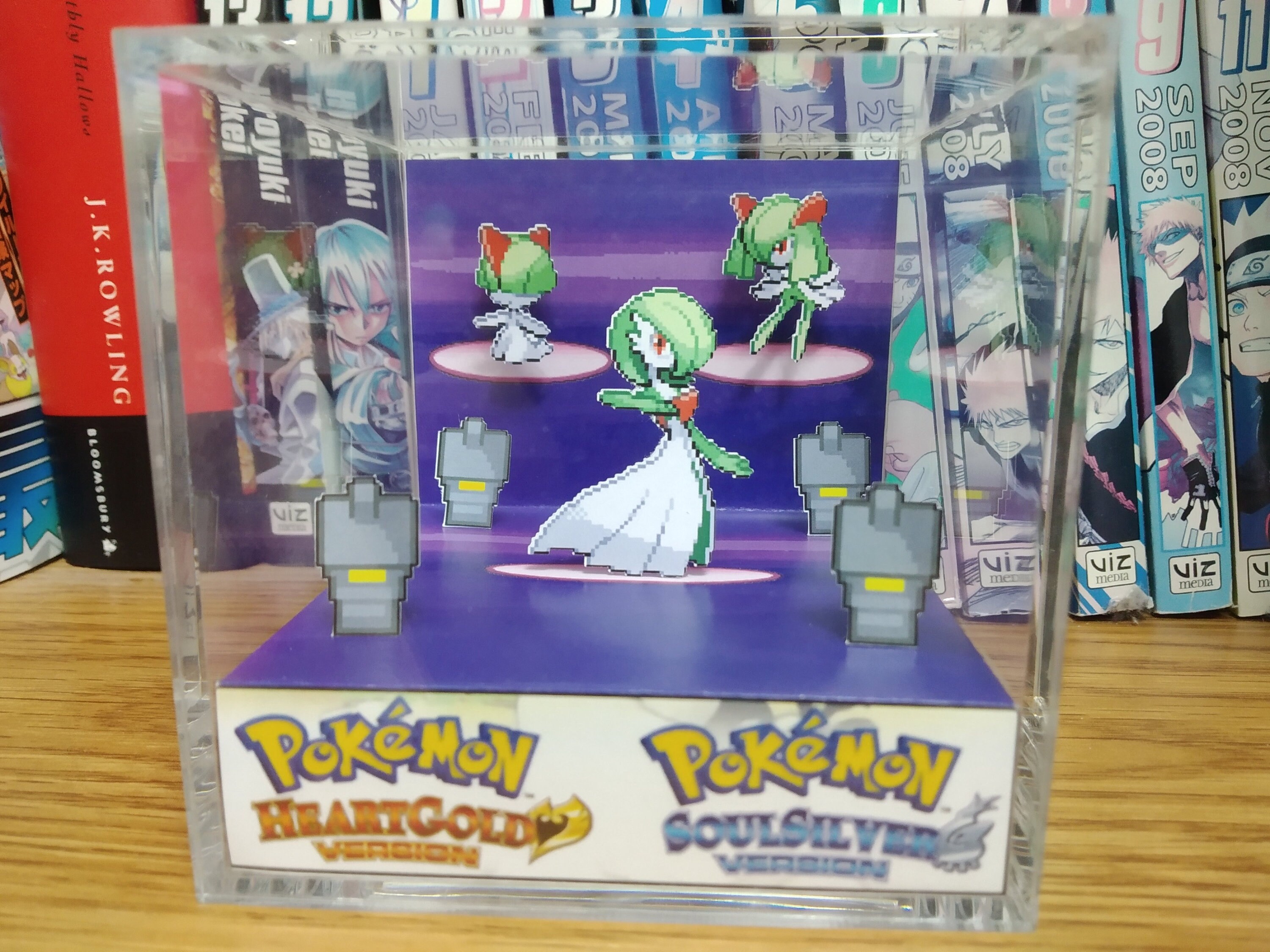 Evolution Gardevoir (HGSS), Ralts Kirlia Gardevoir 3D Diorama Cube, Gardevoir Handmade Crystal Diorama Cube, Unique Gift for Gamers