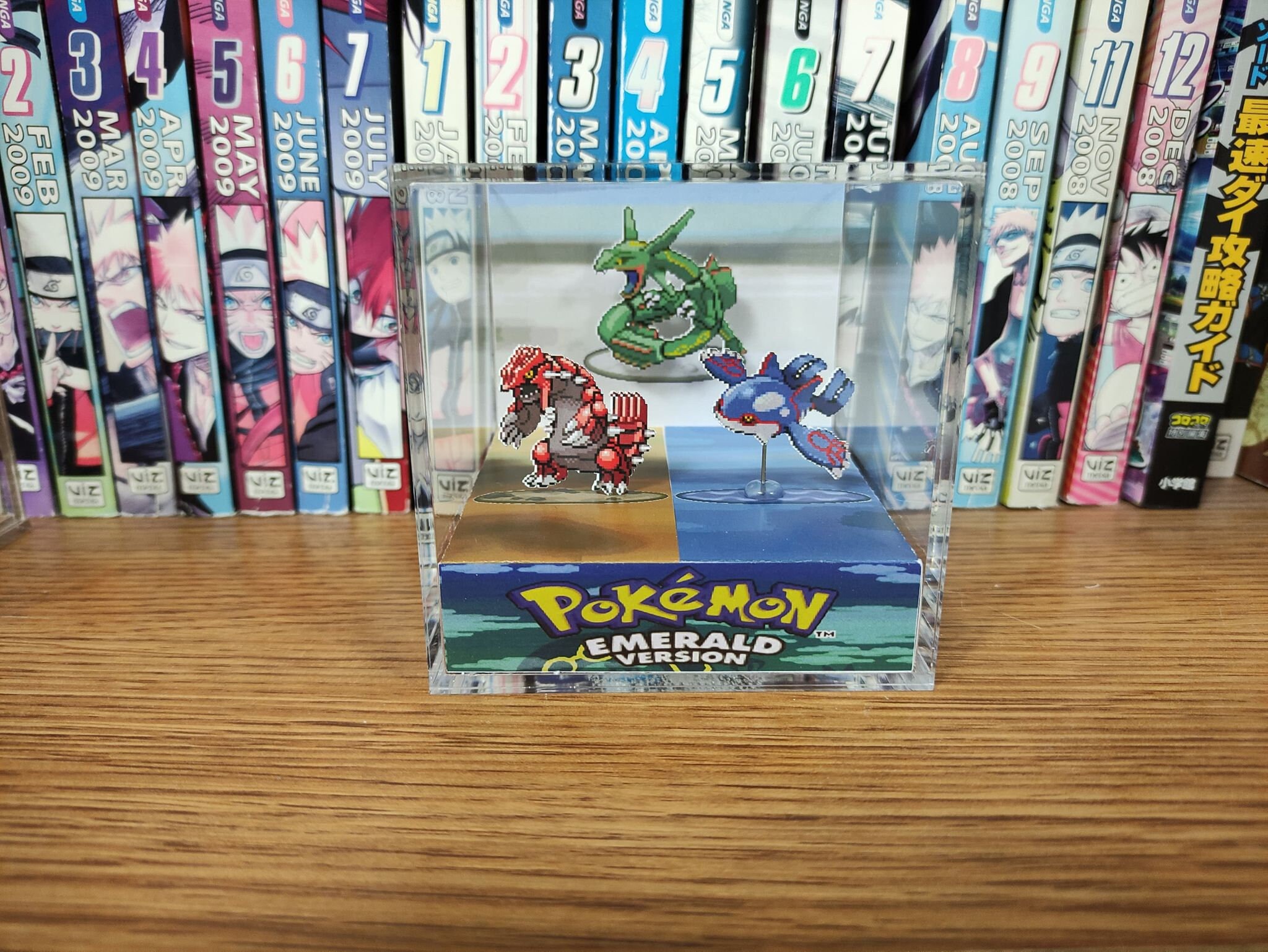 Weather Trio (Rayquaza, Groudon, Kyogre),  Rayquaza, Groudon, Kyogre 3D Diorama Cube, Handmade Crystal Diorama Cube, Unique Gift for Gamers