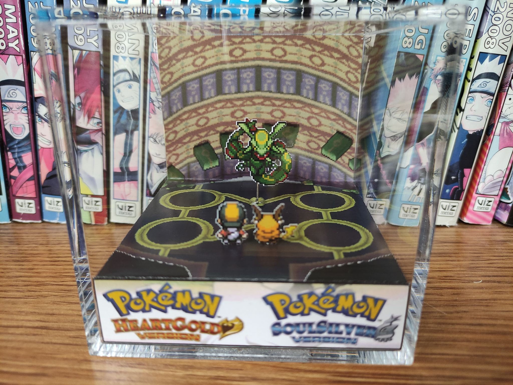 CUSTOMIZABLE Rayquaza Embedded Tower, Rayquaza HeartGold 3D Diorama, Rayquaza Handmade Crystal Diorama Cube, Rayquaza Unique Gift for Gamers