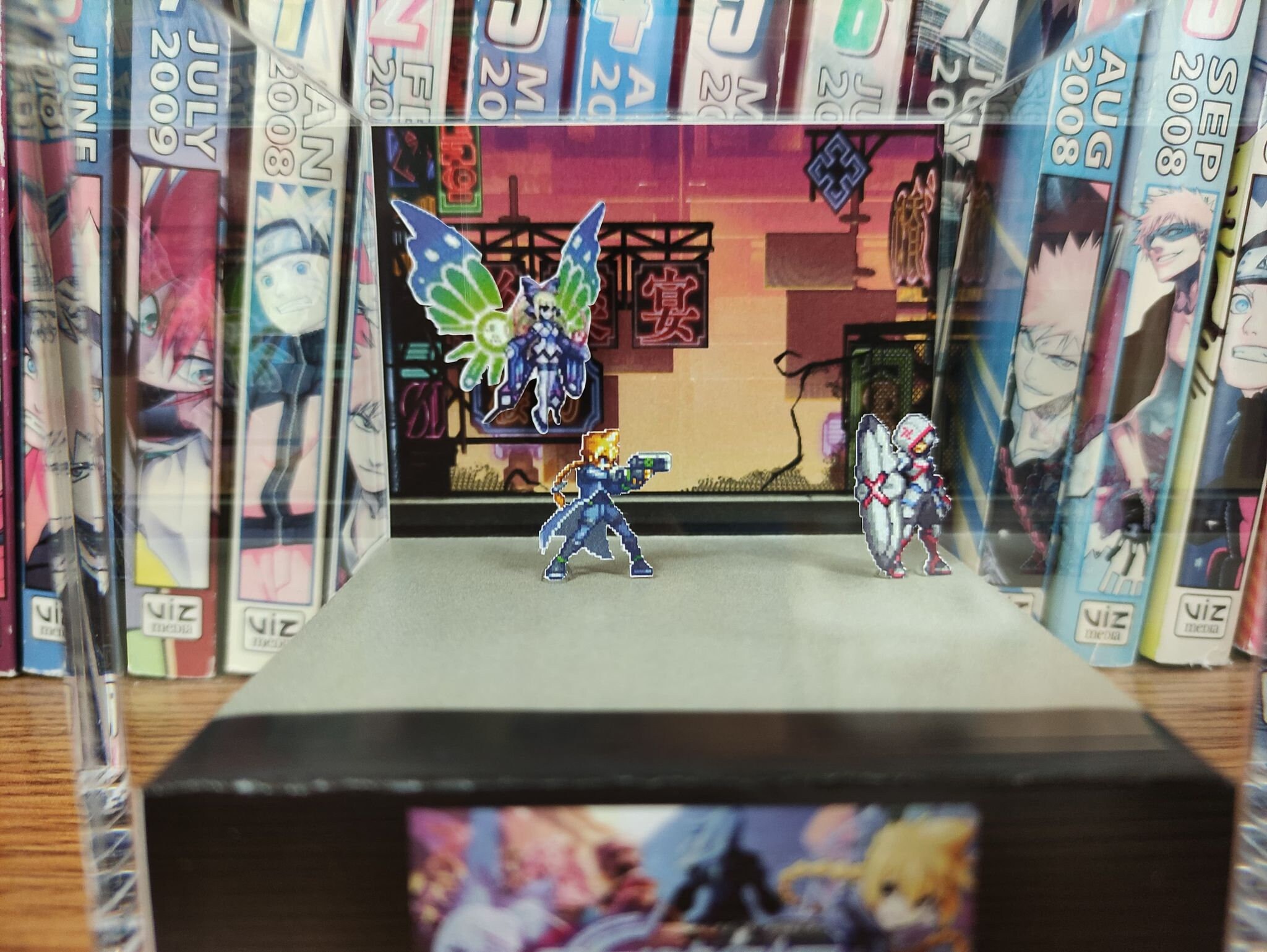 Azure Striker Gunvolt (Gunvolt & Copen), Azure Striker Gunvolt 3D Diorama Cube, Handmade Crystal Diorama Cube, Unique Gift for Gamers