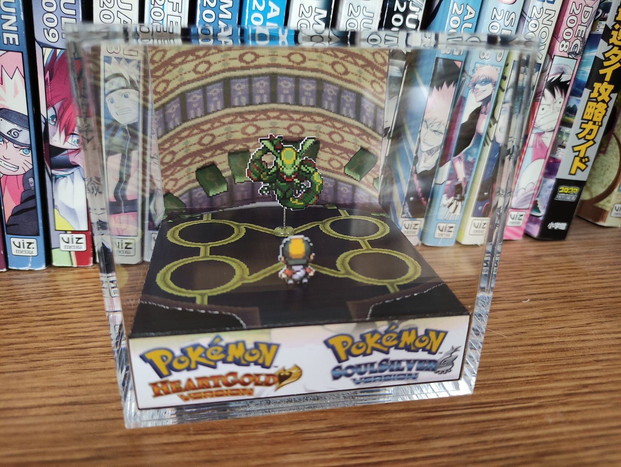 CUSTOMIZABLE Rayquaza Embedded Tower, Rayquaza HeartGold 3D Diorama, Rayquaza Handmade Crystal Diorama Cube, Rayquaza Unique Gift for Gamers