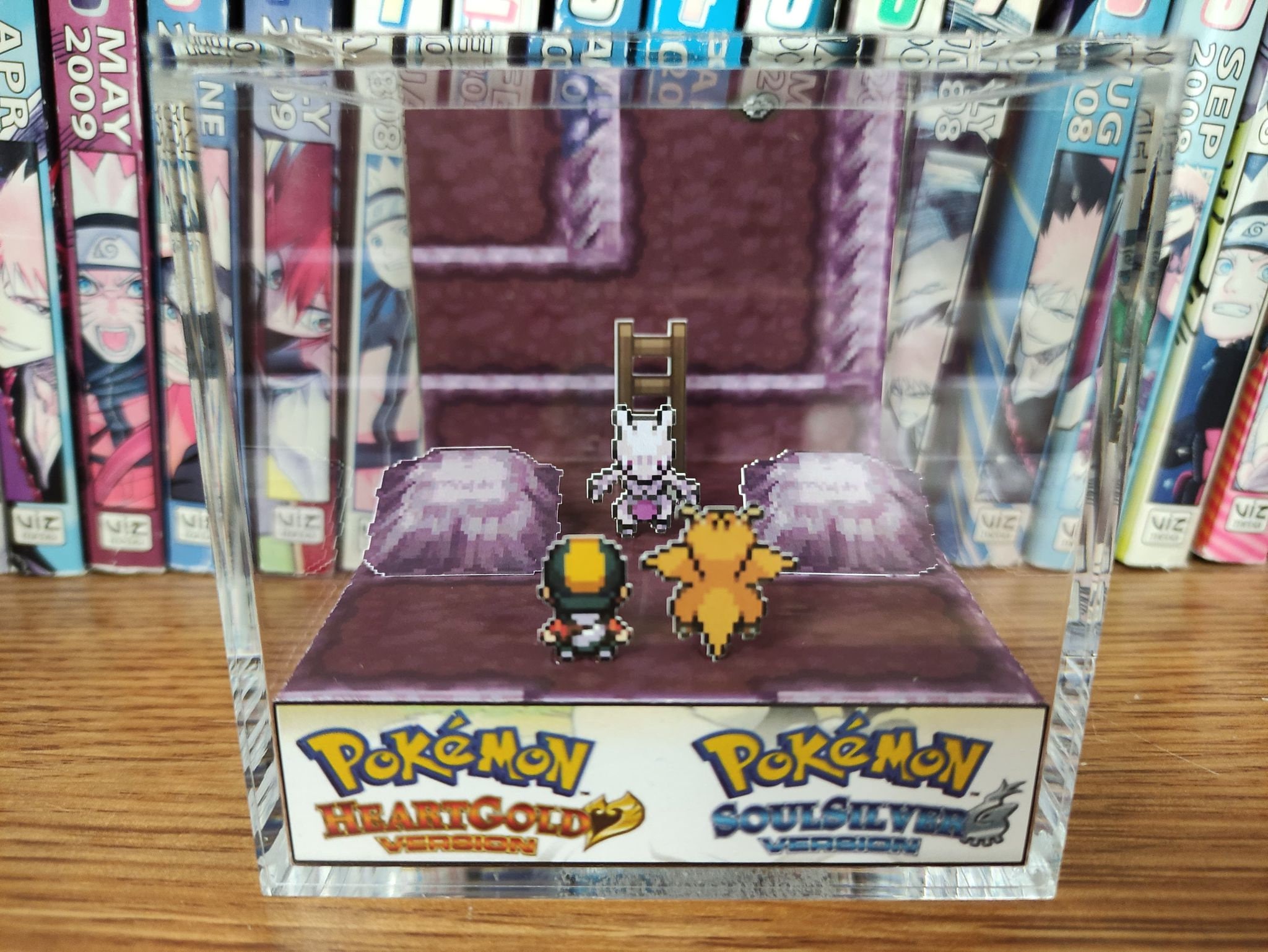 CUSTOMIZABLE Mewtwo Cerulean Cave, Mewtwo HeartGold SoulSilver 3D Diorama, Mewtwo Handmade Crystal Diorama, Mewtwo Unique Gift for Gamers