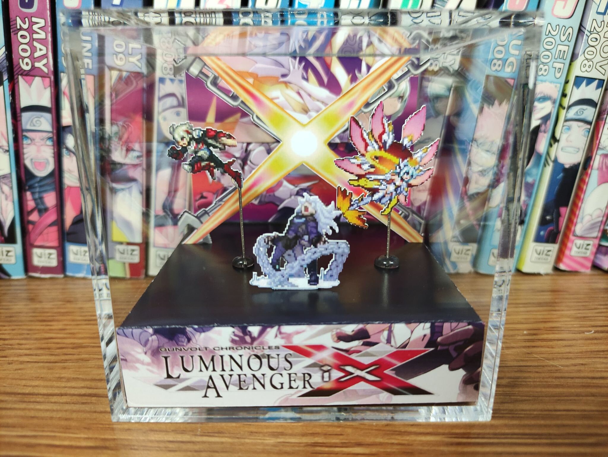 Gunvolt Chronicles (Asimov Chains), Luminous Avenger Gunvolt 3D Diorama Cube, Handmade Crystal Diorama Cube, Unique Gift for Gamers