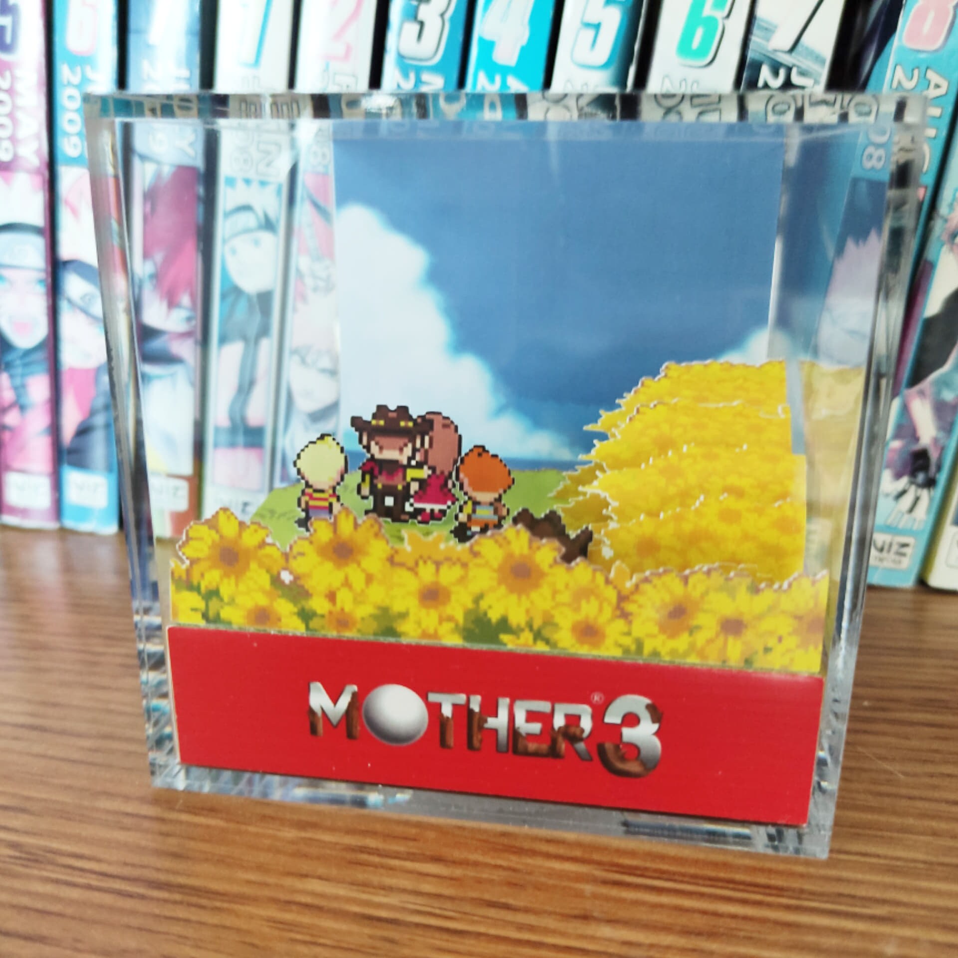 Mother 3 Diorama - Sunflower Fields, 3D Diorama Cube, Handmade Crystal Diorama Cube, Unique Gift for Gamers