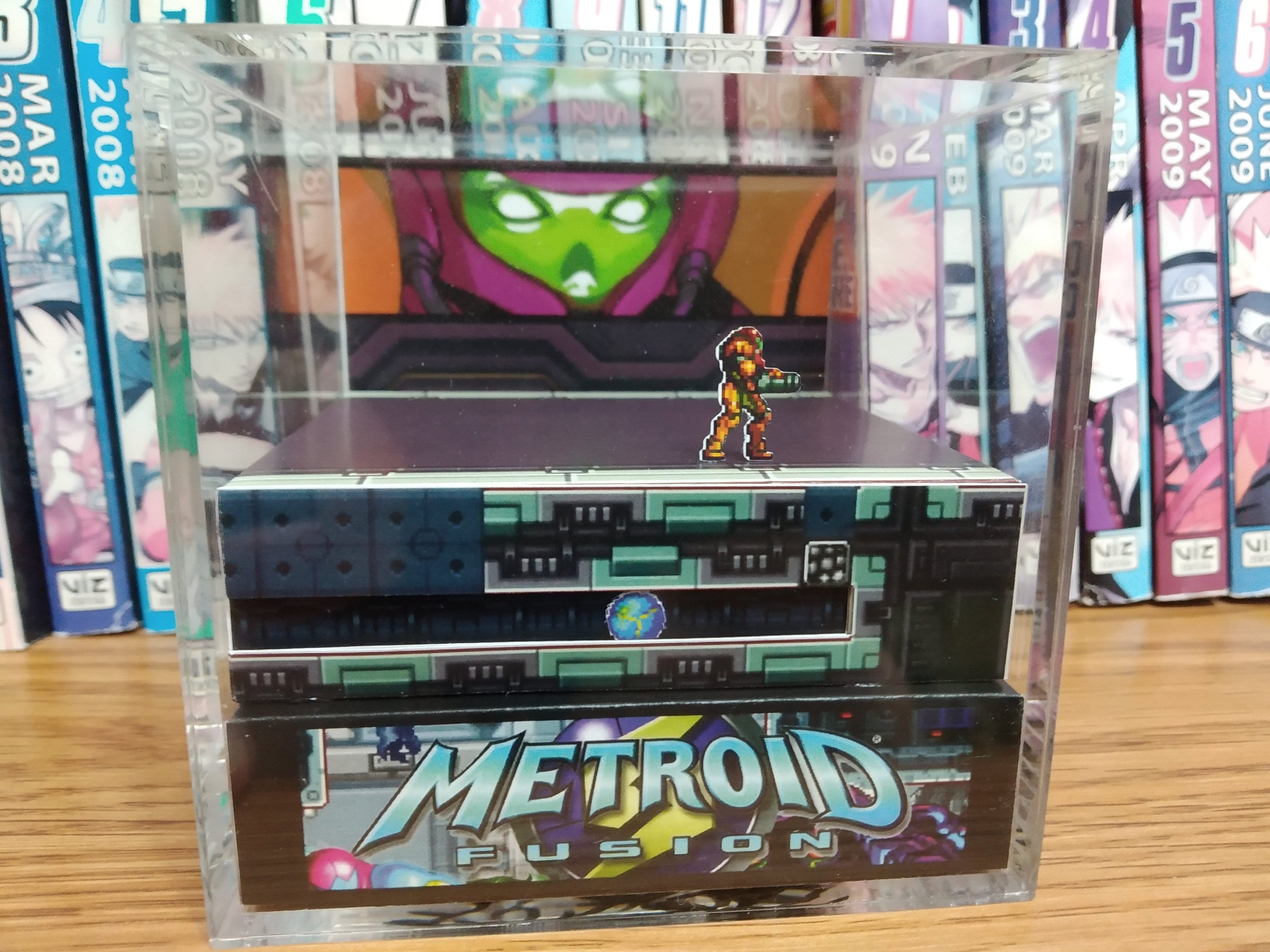 Metroid Fusion Samus Diorama - SA-X and Samus, Metroid Fusion 3D Diorama Cube, Handmade Crystal Diorama Cube, Unique Gift for Gamers