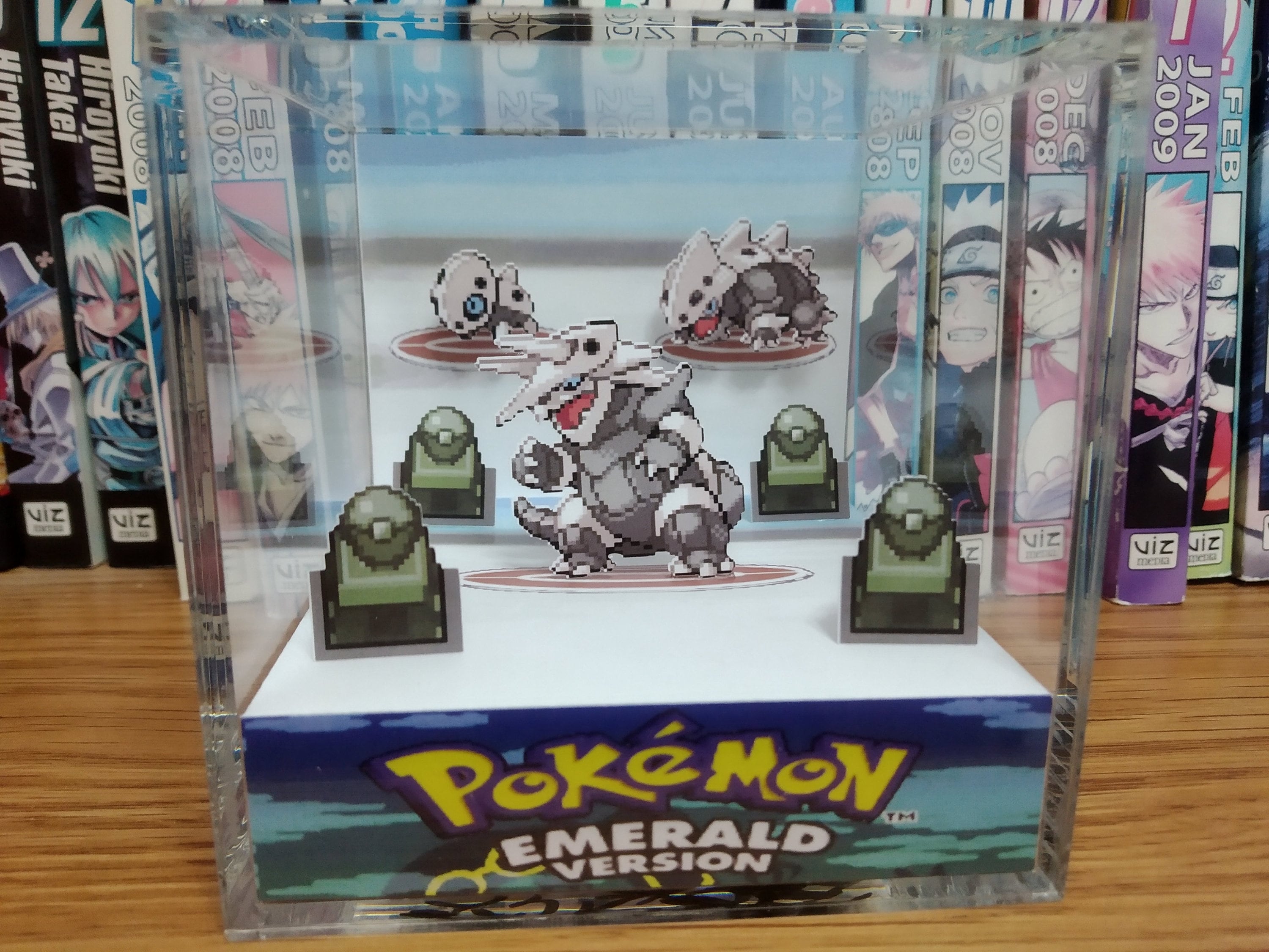 Evolution Aggron (Emerald), Aron Lairon Aggron 3D Diorama Cube, Aggron Handmade Crystal Diorama Cube, Unique Gift for Gamers