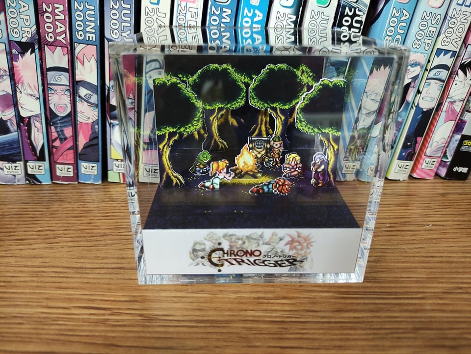 Chrono Trigger Campfire (Campfire Scene), Chrono Trigger 3D Diorama Cube, Handmade Crystal Diorama Cube, Unique Gift for Gamers