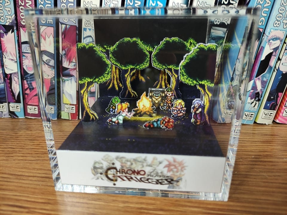 Chrono Trigger Campfire (Campfire Scene), Chrono Trigger 3D Diorama Cube, Handmade Crystal Diorama Cube, Unique Gift for Gamers