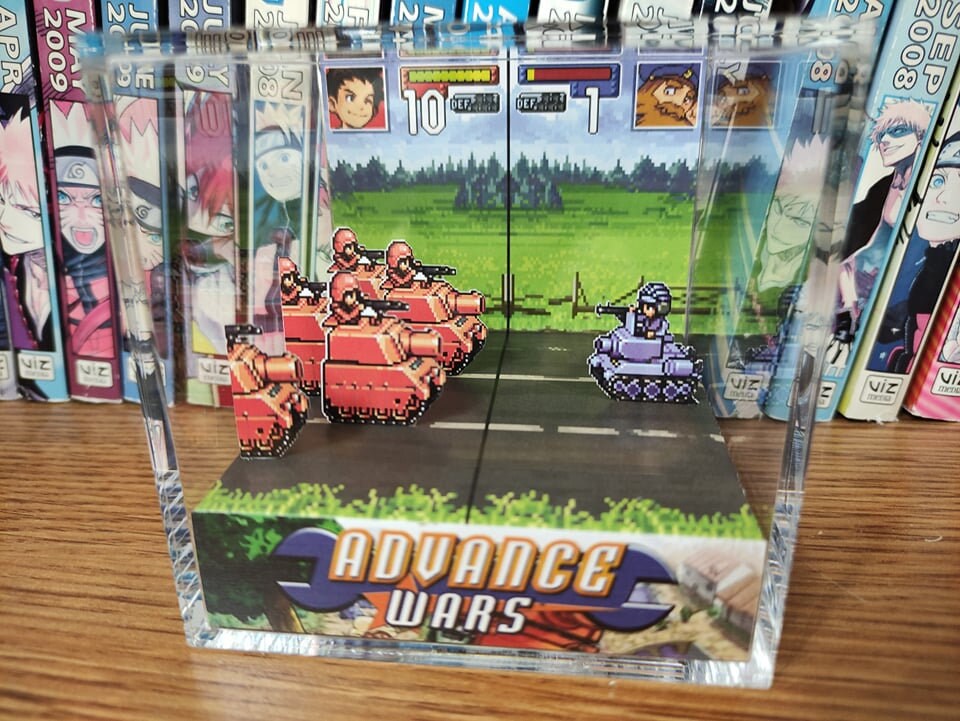 Advance Wars Battle Scenes Variety - Advance Wars 3D Diorama Cube, Handmade Crystal Diorama Cube, Unique Gift for Gamers