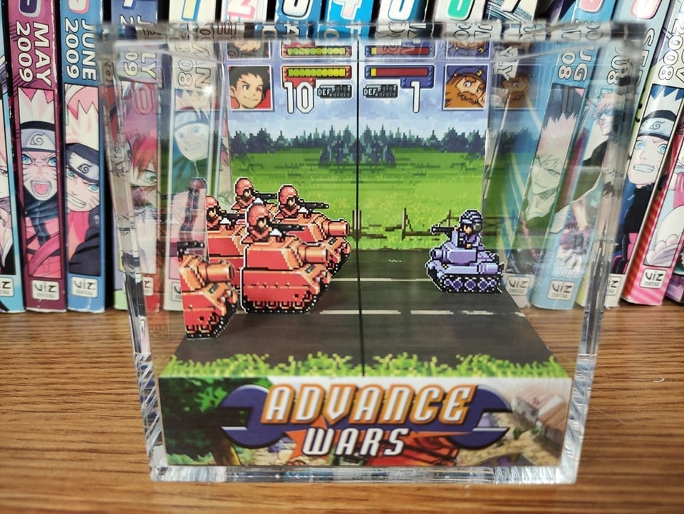 Advance Wars Battle Scenes Variety - Advance Wars 3D Diorama Cube, Handmade Crystal Diorama Cube, Unique Gift for Gamers