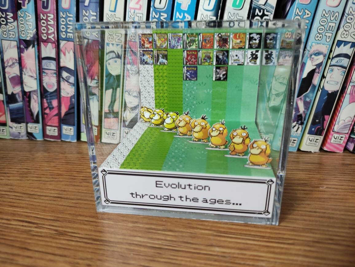 Generation Psyduck, Psyduck 3D Diorama Cube, Psyduck Handmade Crystal Diorama Cube, Psyduck Unique Gift for Gamers