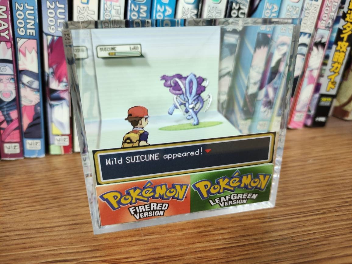 Suicune Encounter, Suicune 3D Diorama Cube, Suicune Handmade Crystal Diorama Cube, Unique Gift for Gamers