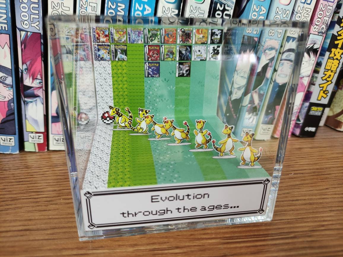 Generation Ampharos, Ampharos 3D Diorama Cube, Ampharos Handmade Crystal Diorama Cube, Ampharos Unique Gift for Gamers