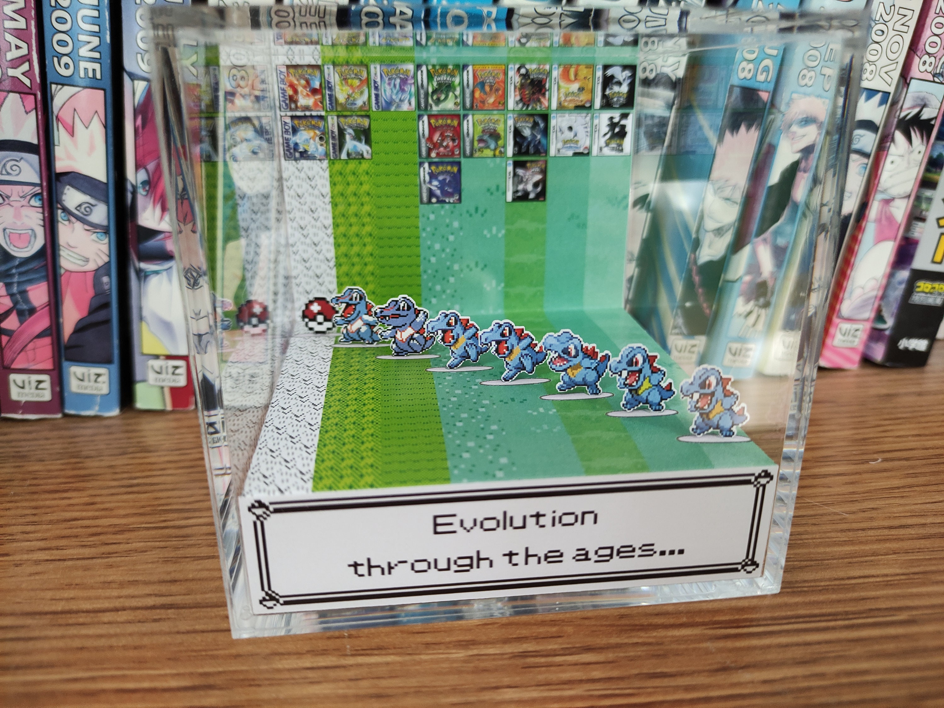 Generation Totodile, Totodile 3D Diorama Cube, Totodile Handmade Crystal Diorama Cube, Totodile Unique Gift for Gamers