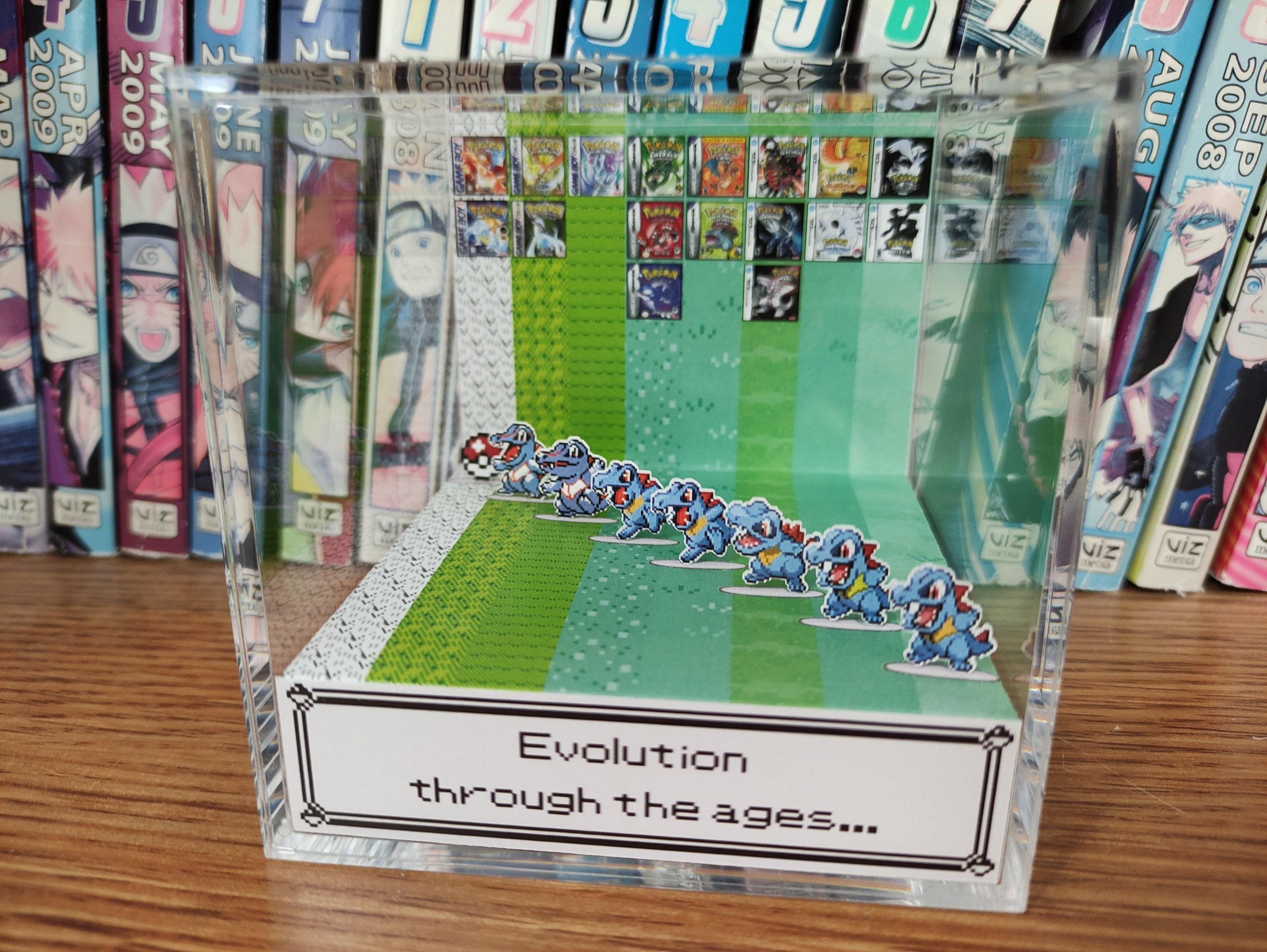 Generation Totodile, Totodile 3D Diorama Cube, Totodile Handmade Crystal Diorama Cube, Totodile Unique Gift for Gamers