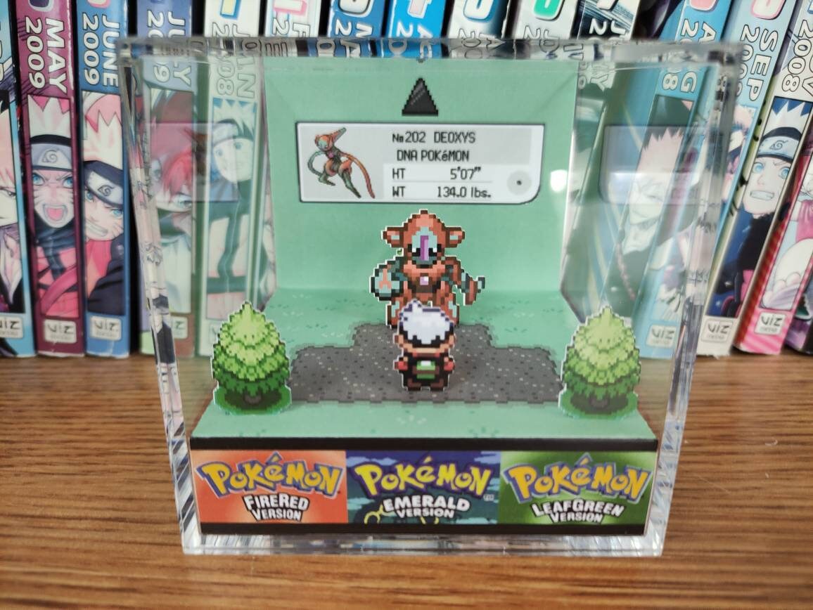 Deoxys (Birth Island), Deoxys 3D Diorama Cube, Deoxys Handmade Crystal Diorama Cube, Deoxys Unique Gift for Gamers