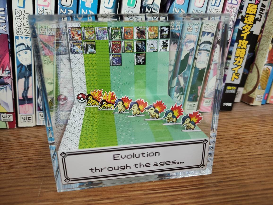 Generation Cyndaquil, Cyndaquil 3D Diorama Cube, Cyndaquil Handmade Crystal Diorama Cube, Cyndaquil Unique Gift for Gamers