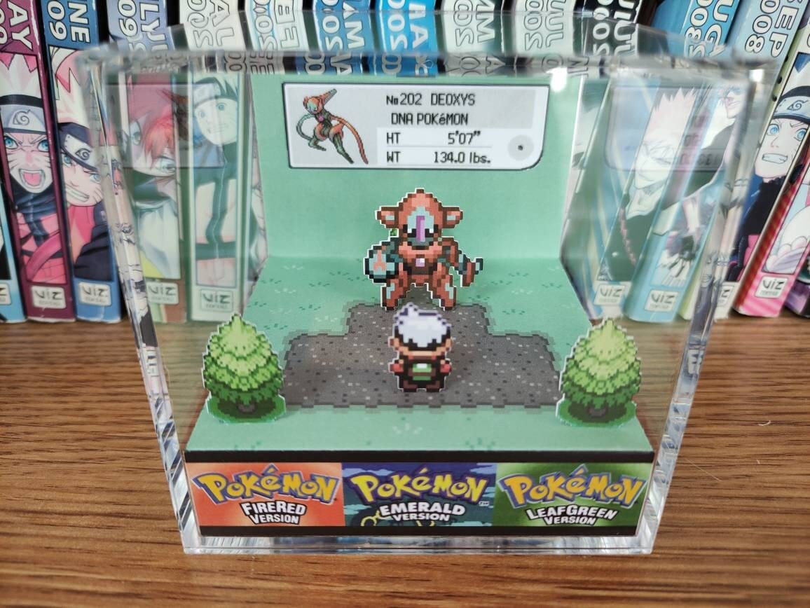 Deoxys (Birth Island), Deoxys 3D Diorama Cube, Deoxys Handmade Crystal Diorama Cube, Deoxys Unique Gift for Gamers