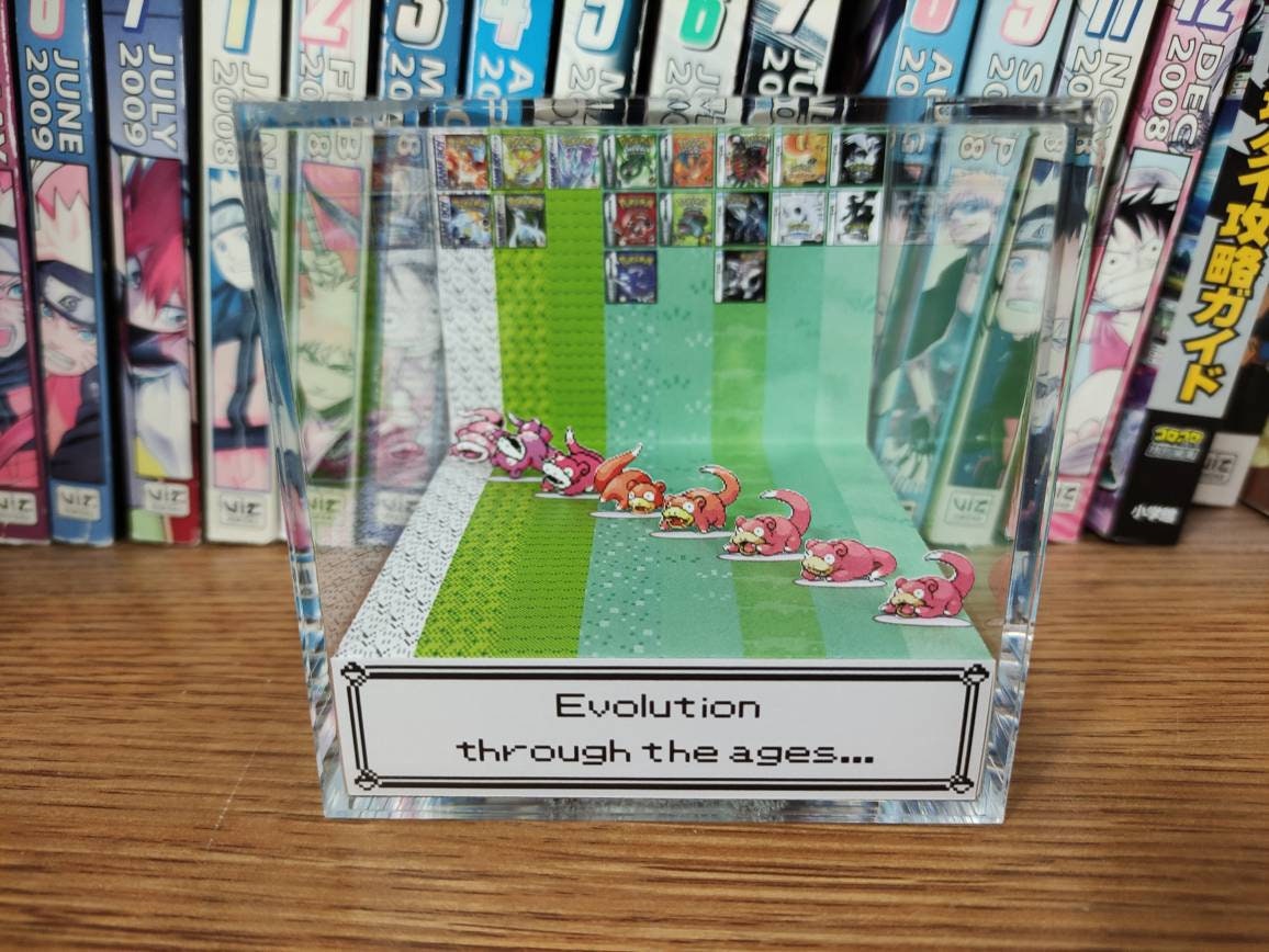 Generation Slowpoke, Slowpoke 3D Diorama Cube, Slowpoke Handmade Crystal Diorama Cube, Slowpoke Unique Gift for Gamers