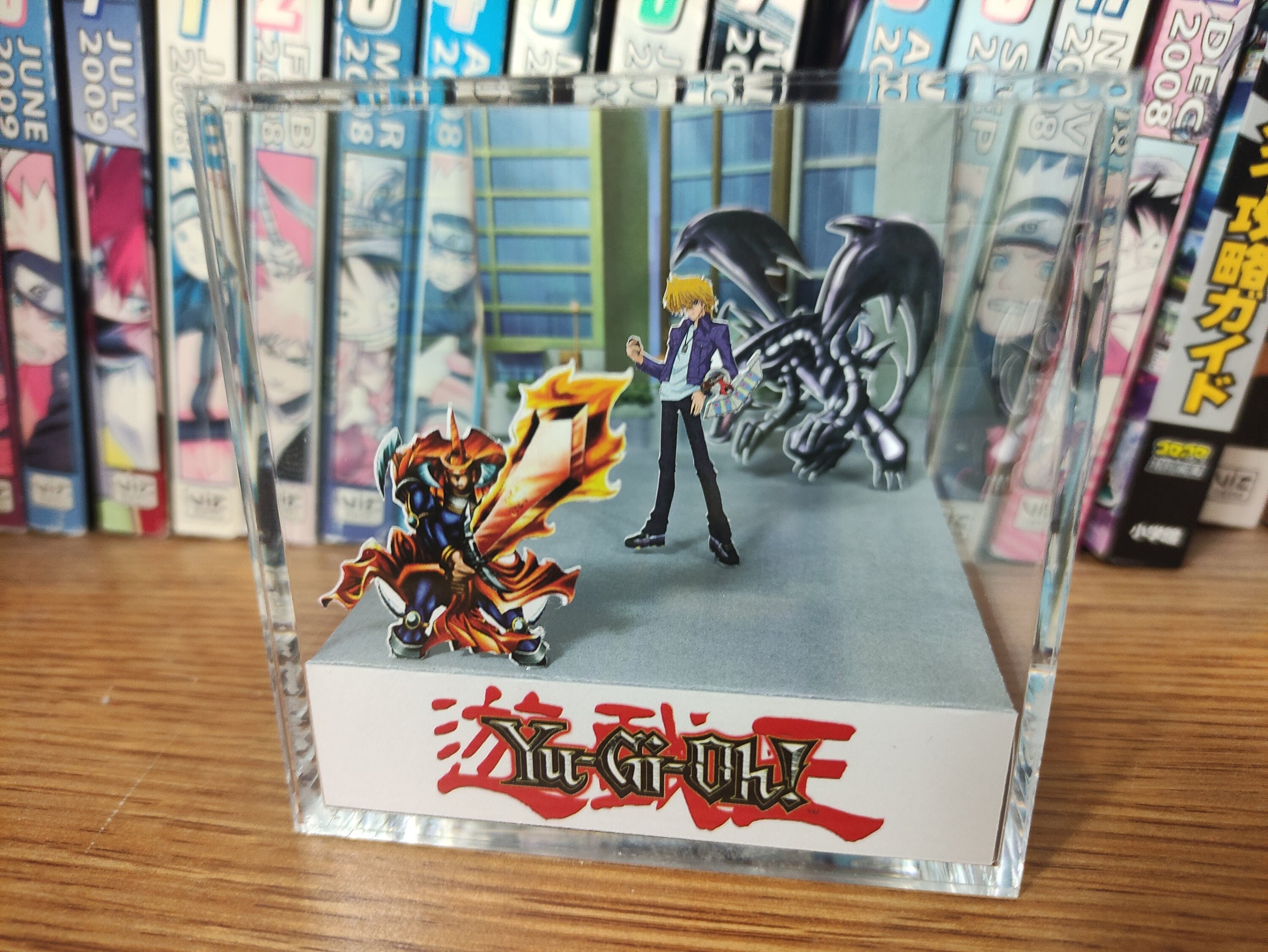 Yugioh Joey Wheeler (Red Eyes Black Dragon Flames Swordsman), Yugioh 3D Diorama Cube, Handmade Crystal Diorama Cube, Unique Gift for Gamers