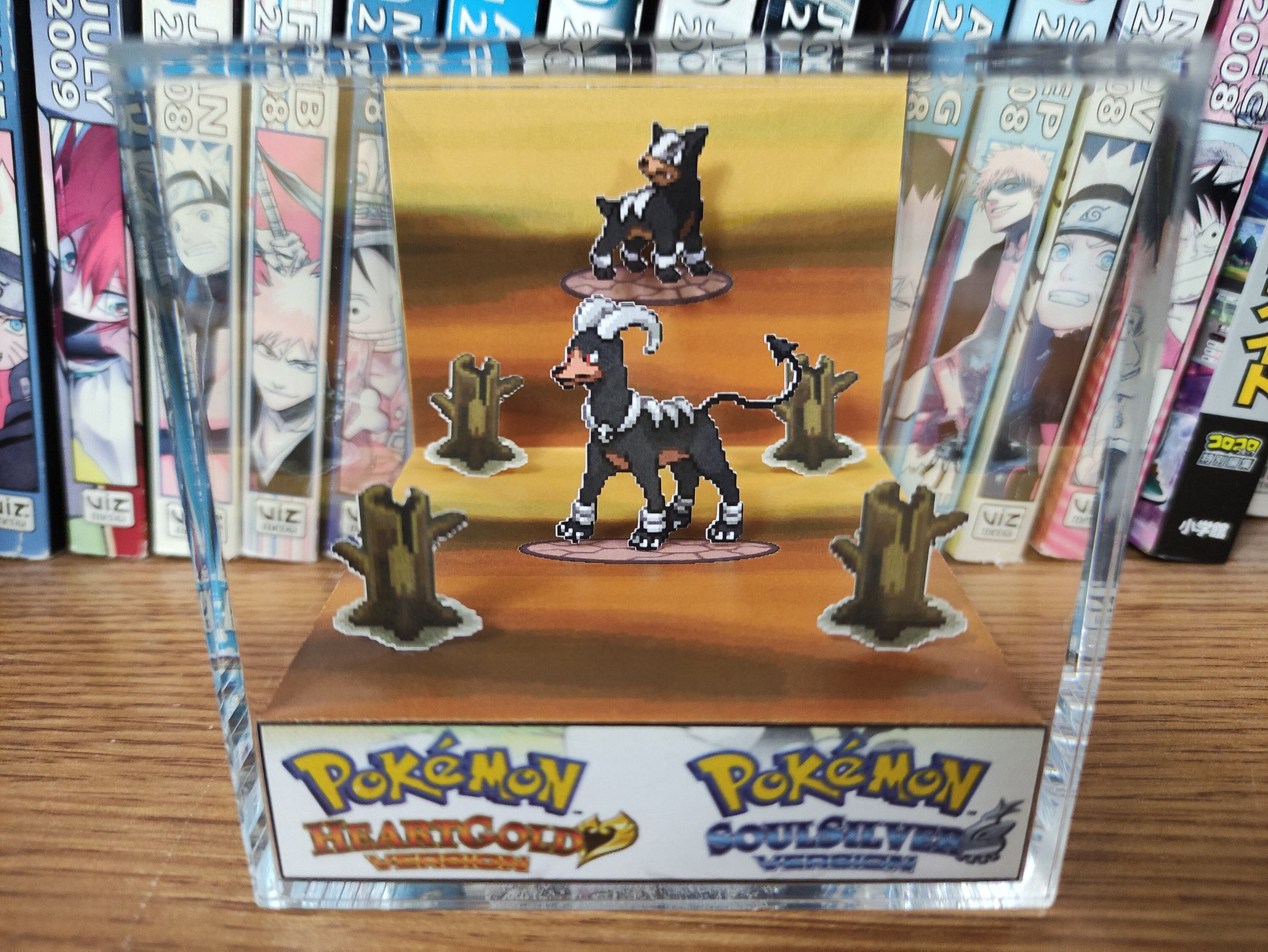 Evolution Houndoom (HGSS), Houndour Houndoom 3D Diorama Cube, Houndoom Handmade Crystal Diorama Cube, Unique Gift for Gamers