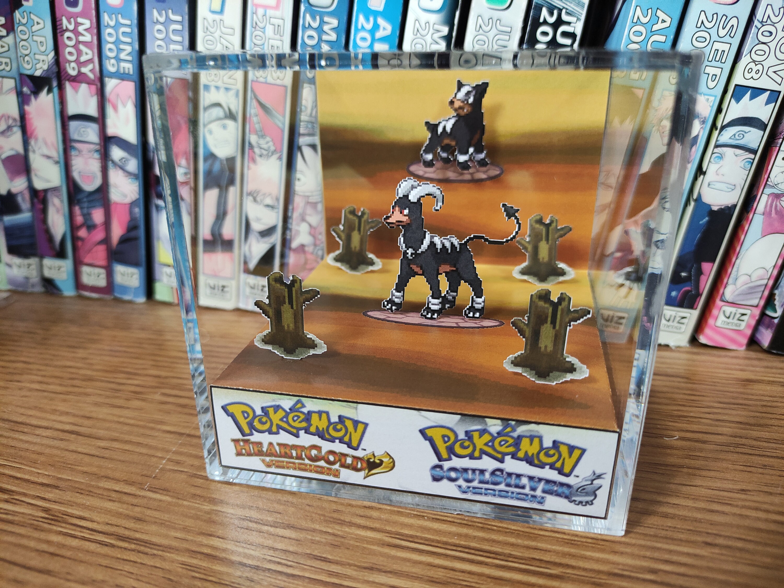 Evolution Houndoom (HGSS), Houndour Houndoom 3D Diorama Cube, Houndoom Handmade Crystal Diorama Cube, Unique Gift for Gamers