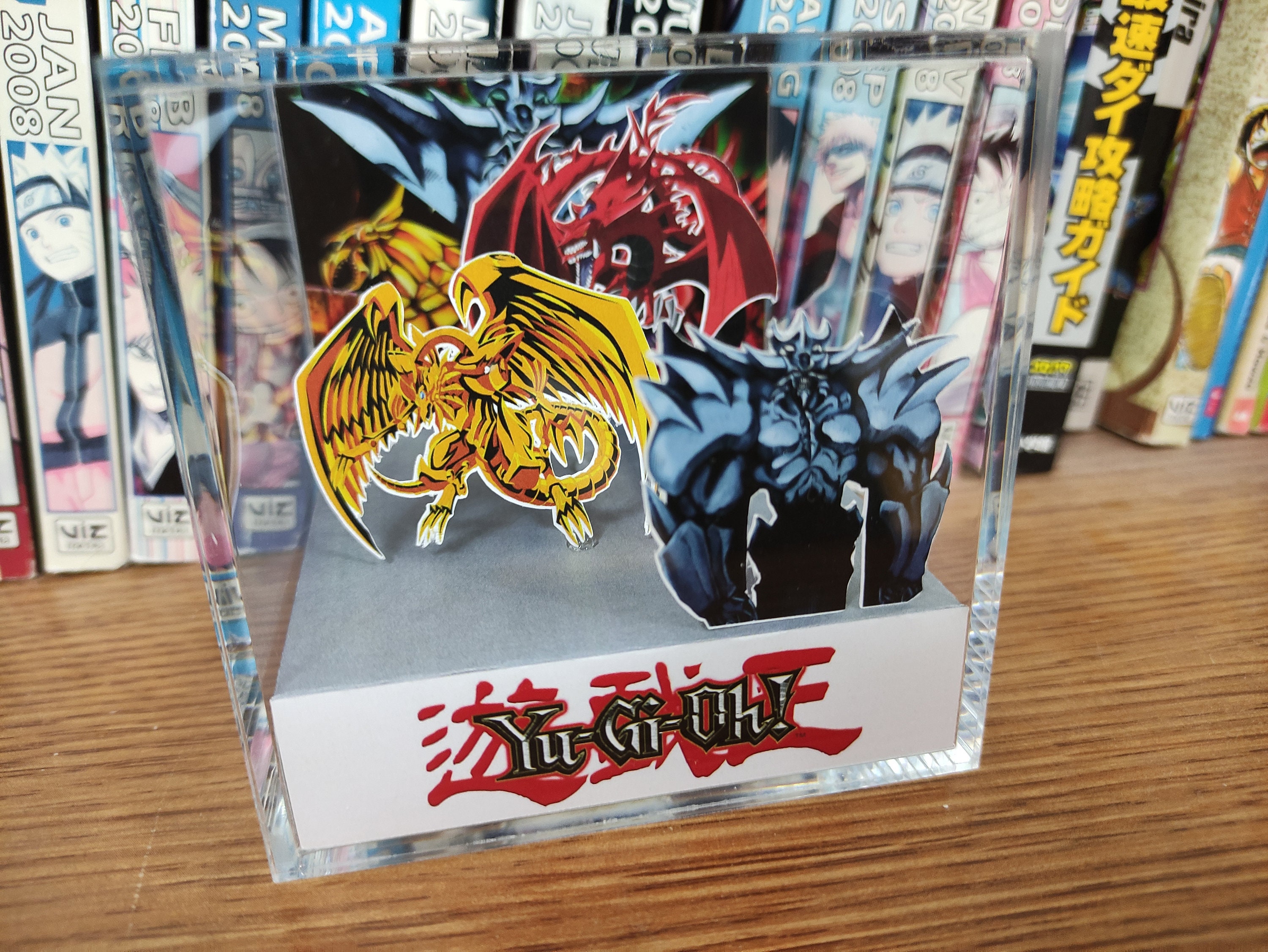 Yugioh Egyptian Gods - Obelisk, Slifer, Winged Dragon of Ra  Yugioh 3D Diorama Cube, Handmade Crystal Diorama Cube, Unique Gift for Gamers