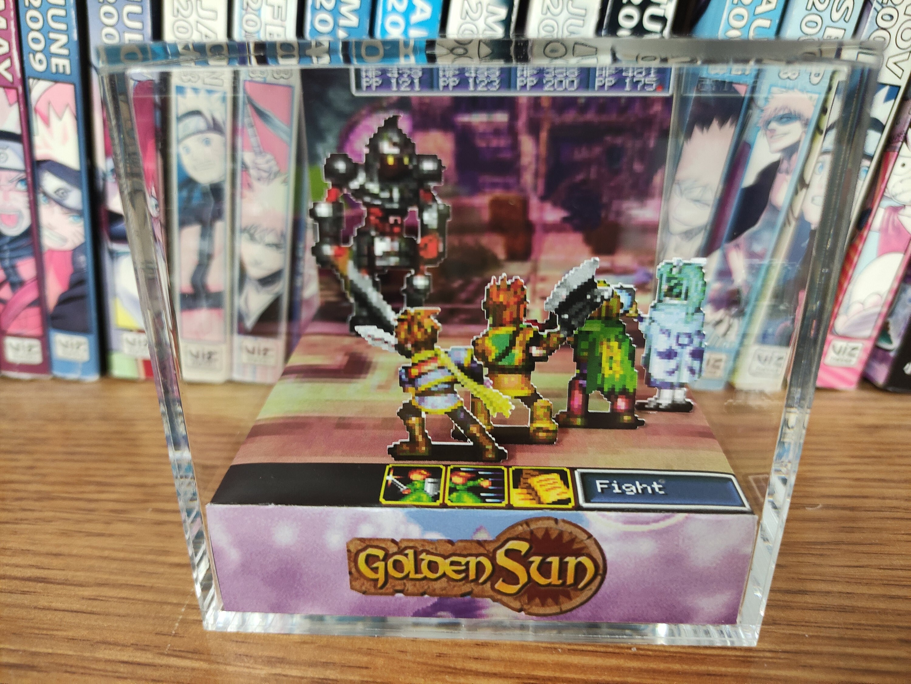 Golden Sun Deadbeard Battle, Golden Sun Deadbeard Battle Encounter 3D Diorama Cube, Handmade Crystal Diorama Cube, Unique Gift for Gamers