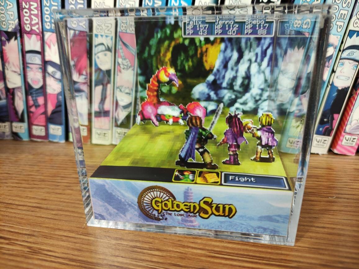 Golden Sun 2 Boss The Lost Age King Scorpion, Golden Sun Encounter 3D Diorama Cube, Handmade Crystal Diorama Cube, Unique Gift for Gamers