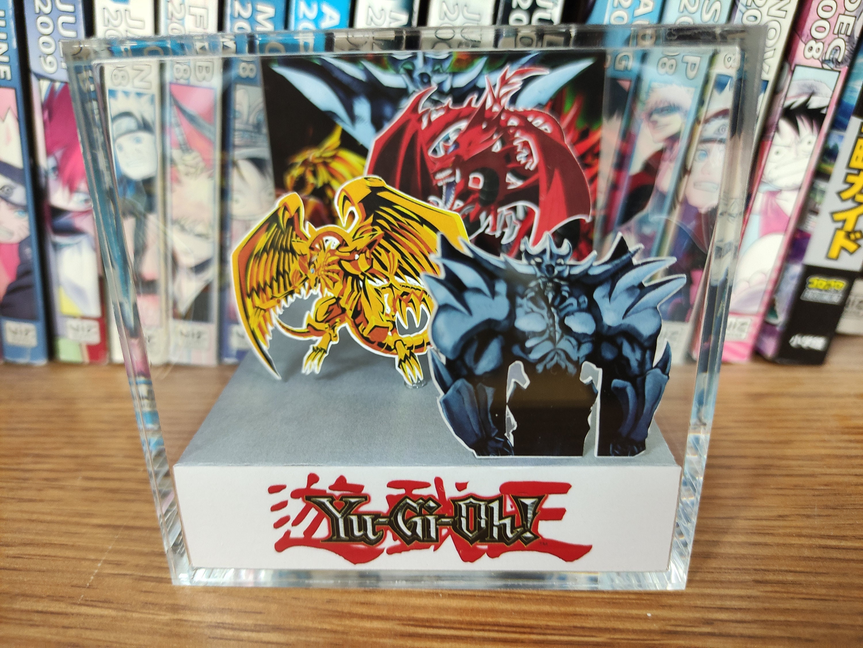 Yugioh Egyptian Gods - Obelisk, Slifer, Winged Dragon of Ra  Yugioh 3D Diorama Cube, Handmade Crystal Diorama Cube, Unique Gift for Gamers