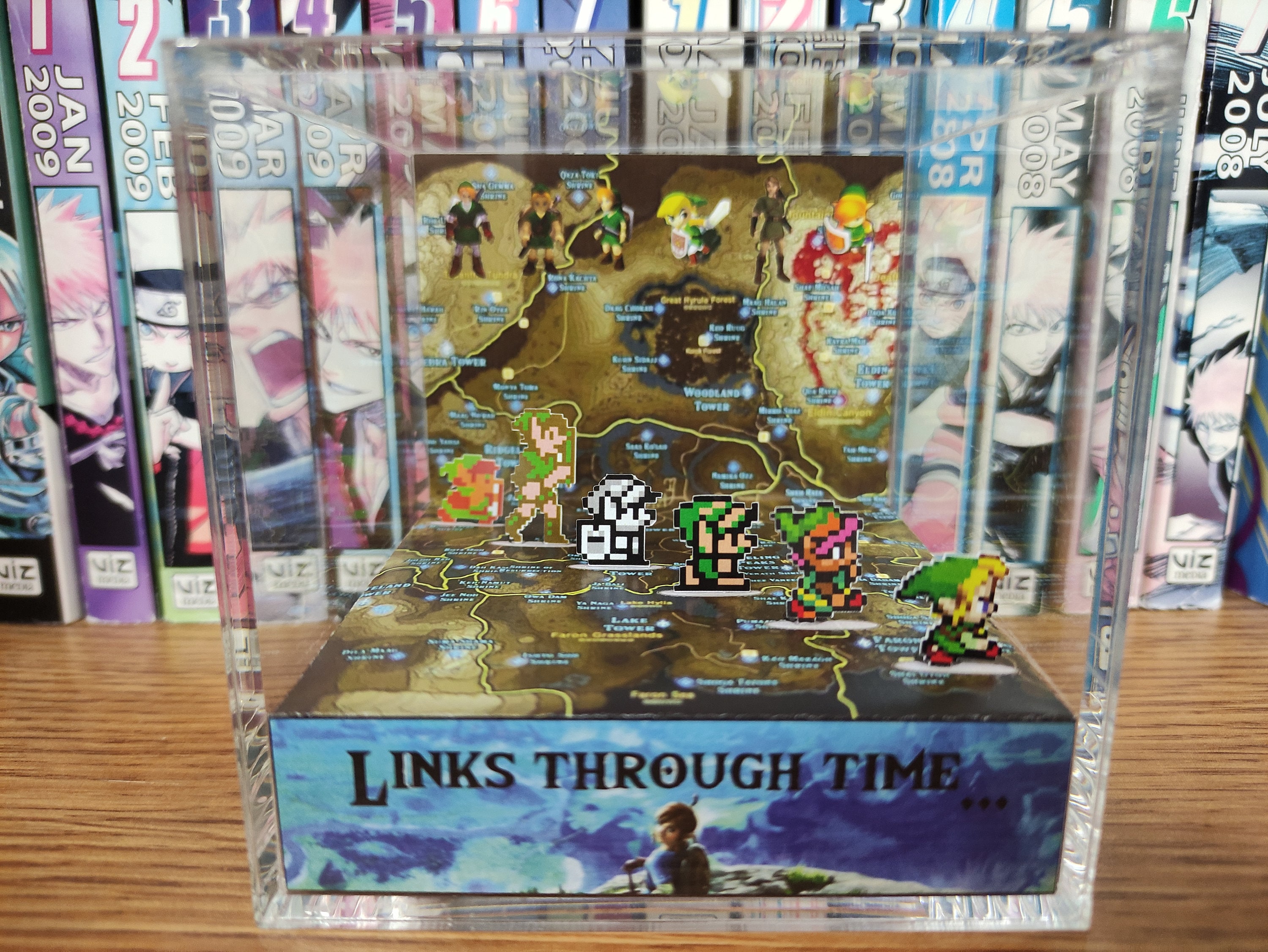 The Legend of Zelda Diorama Links - Links through Time, Zelda Link 3D Diorama Cube, Handmade Crystal Diorama Cube, Unique Gift for Gamers