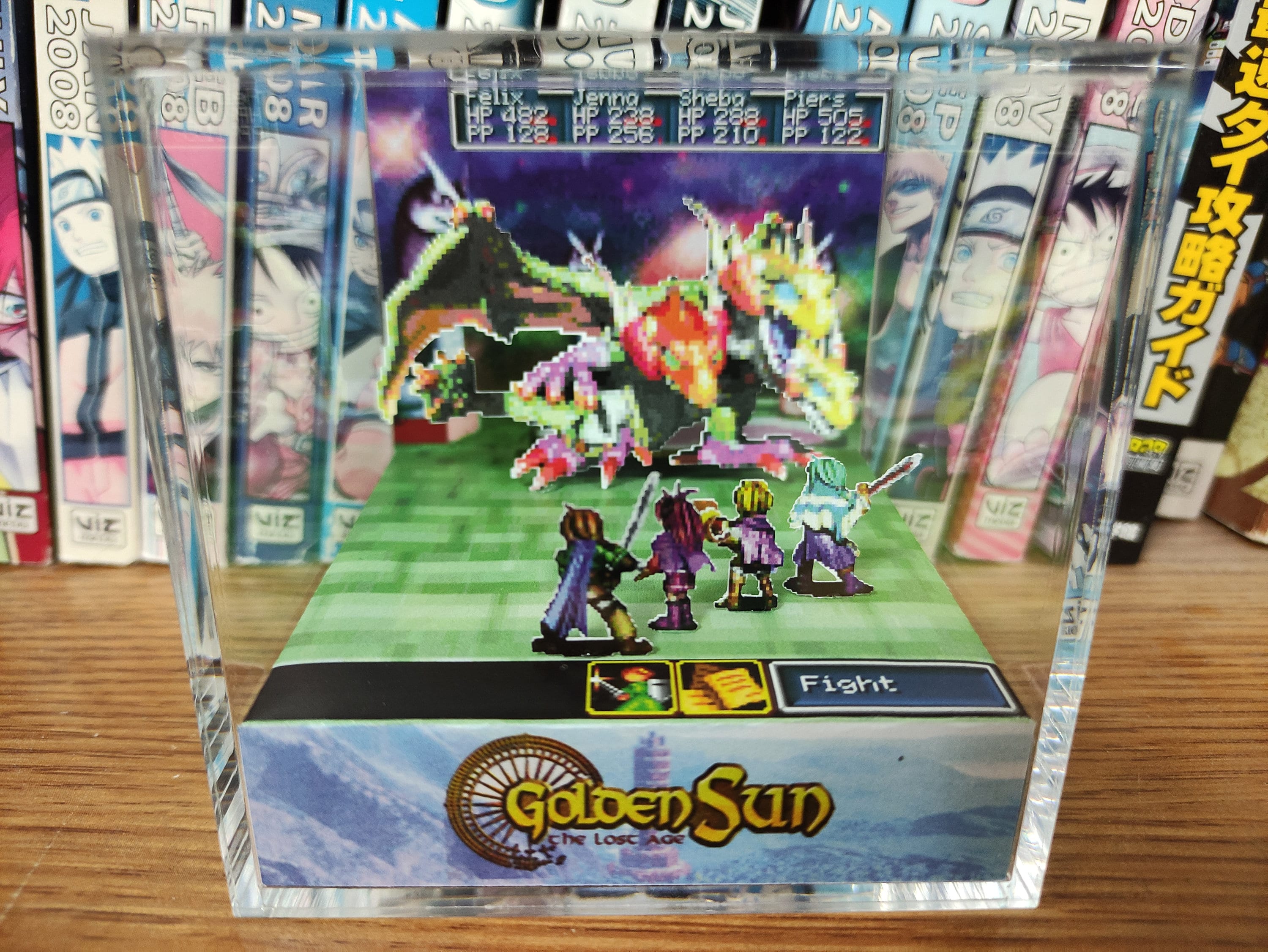 Golden Sun 2 The Lost Age Doom Dragon, Golden Sun Boss Encounter 3D Diorama Cube, Handmade Crystal Diorama Cube, Unique Gift for Gamers