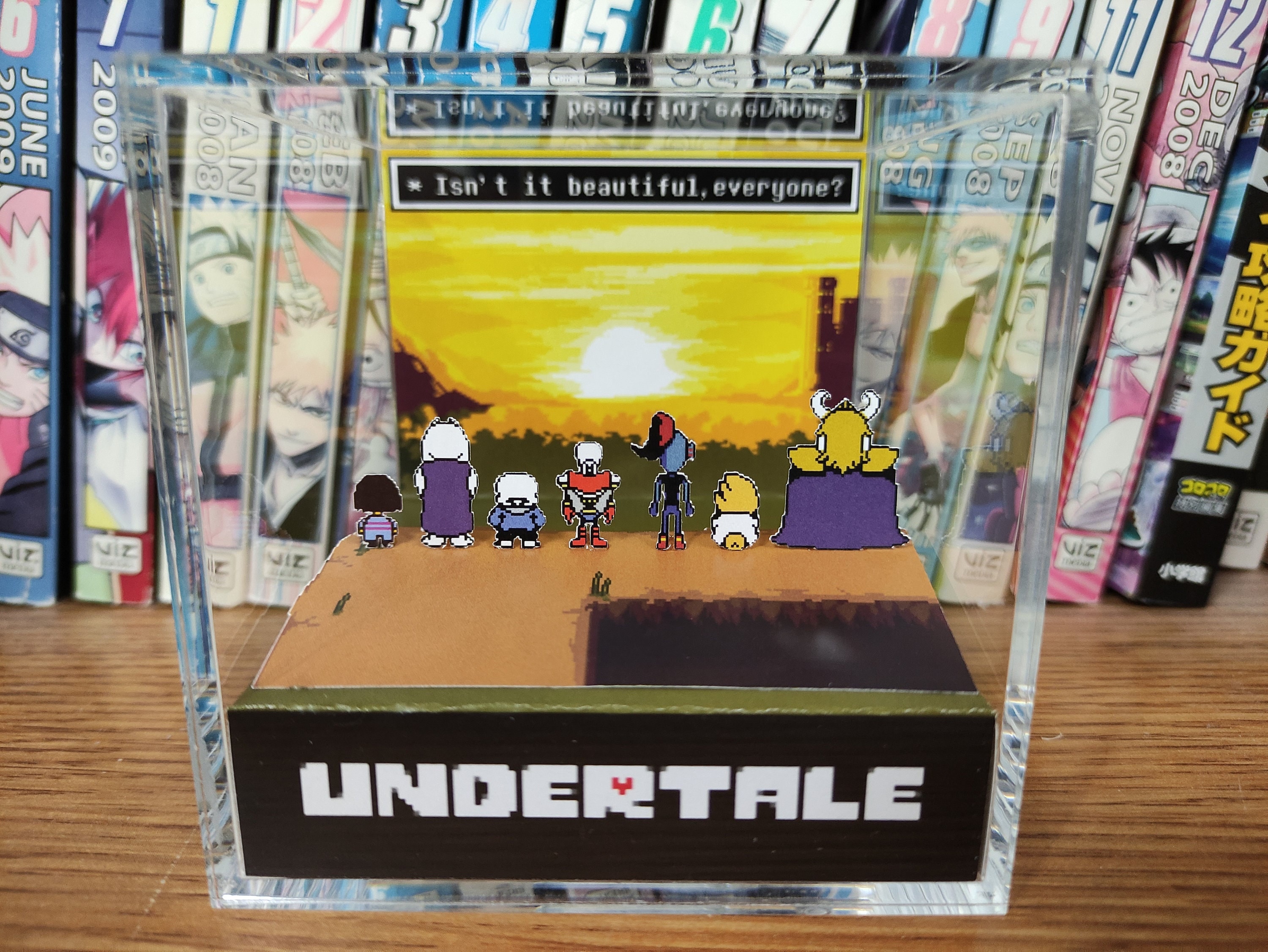 Undertale Diorama - Sunset Together (Undertale Ending), Undertale 3D Diorama Cube, Handmade Crystal Diorama Cube, Unique Gift for Gamers