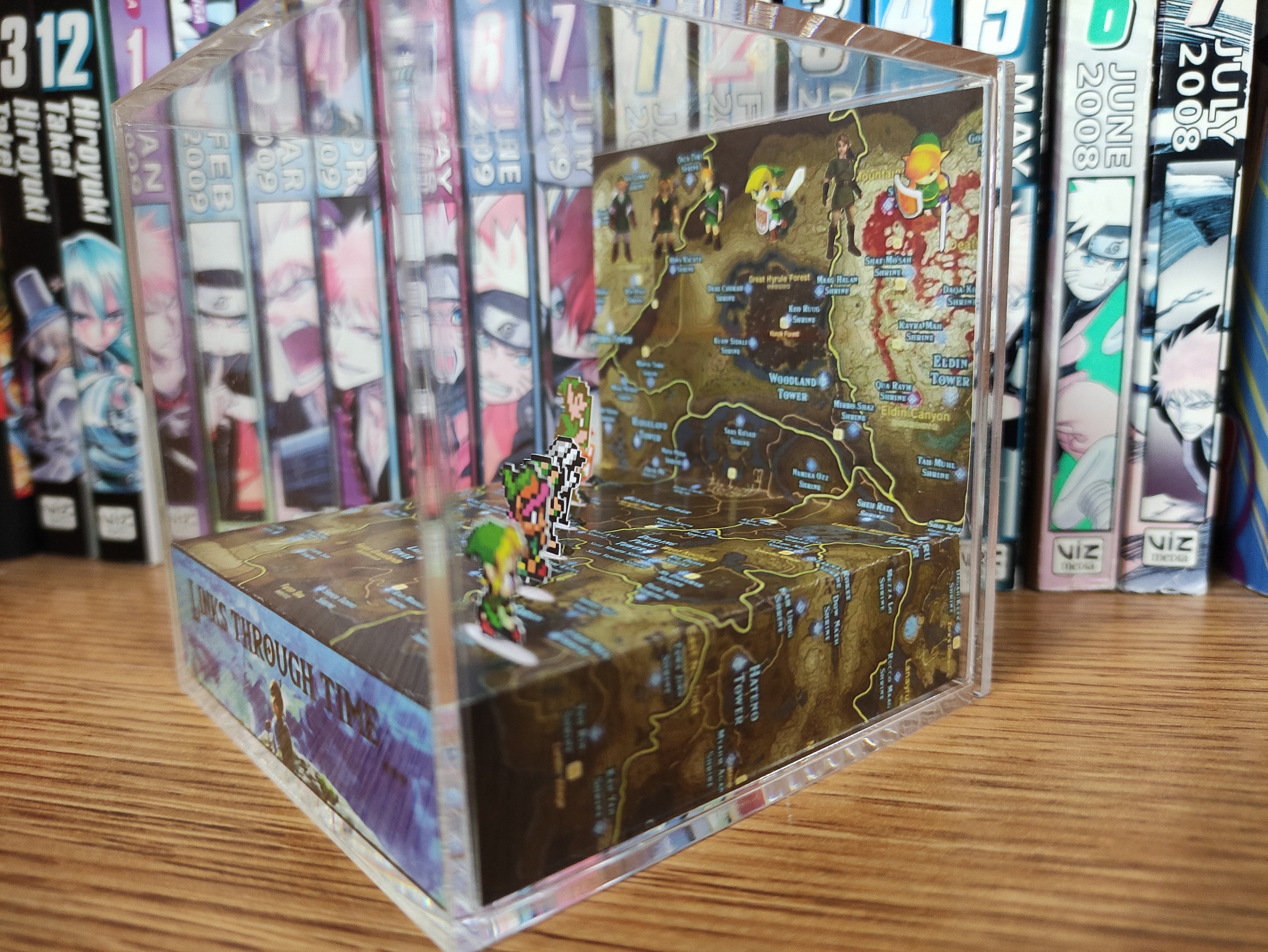 The Legend of Zelda Diorama Links - Links through Time, Zelda Link 3D Diorama Cube, Handmade Crystal Diorama Cube, Unique Gift for Gamers