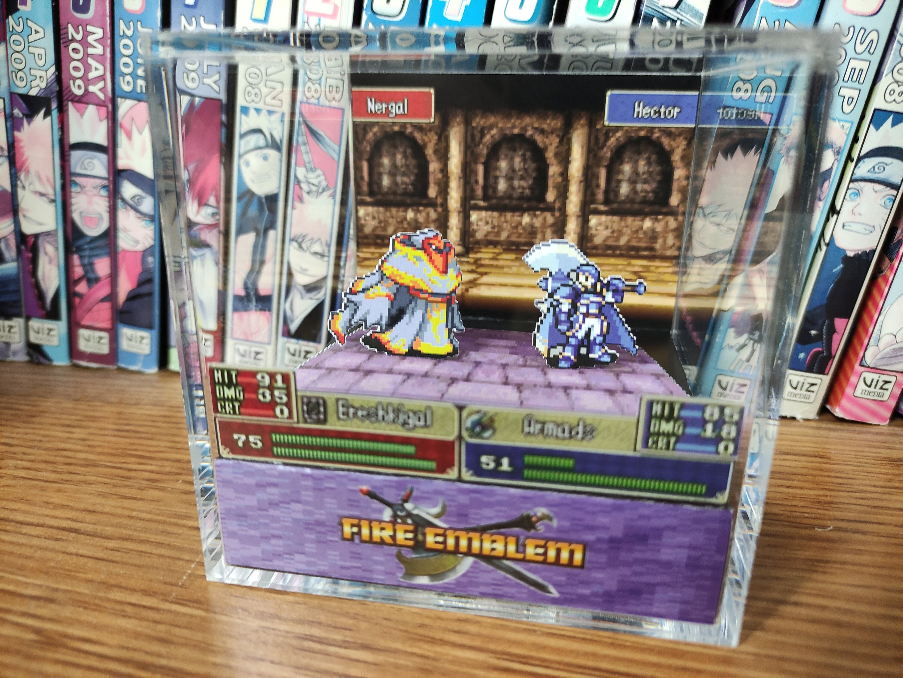 Fire Emblem Diorama - Hector vs Nergal (The Blazing Blade), Fire Emblem Diorama Cube, Handmade Crystal Diorama Cube, Unique Gift for Gamers