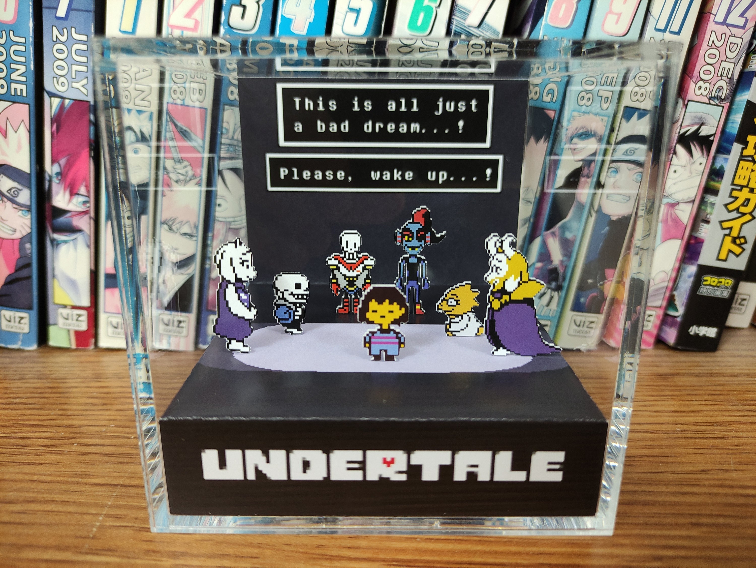 Undertale Diorama - Frisk Wake Up (Undertale Ending), Undertale 3D Diorama Cube, Handmade Crystal Diorama Cube, Unique Gift for Gamers