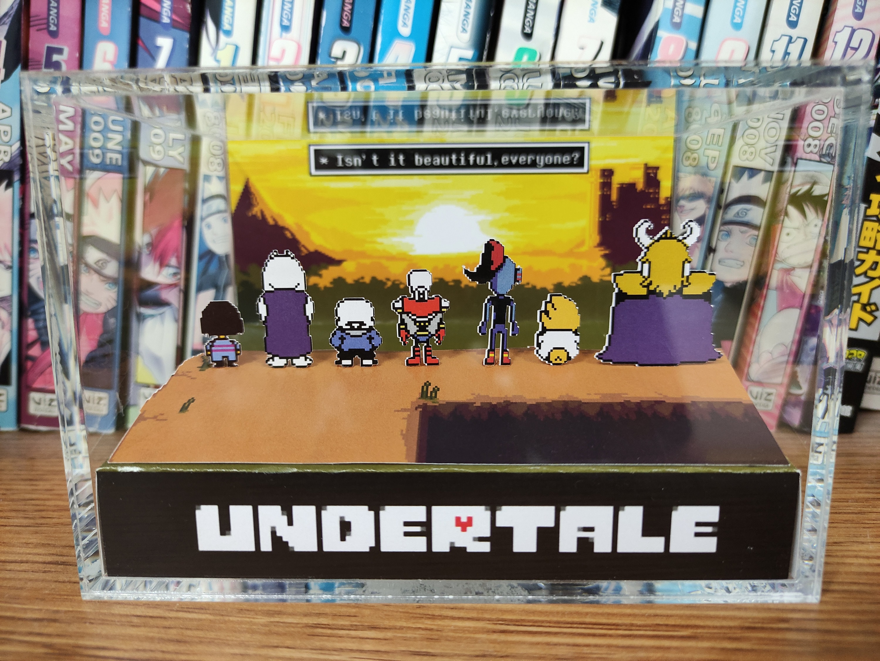 Undertale Diorama - Sunset Together (Undertale Ending) LAR, Undertale 3D Diorama Cube, Handmade Crystal Diorama Cube, Unique Gift for Gamers