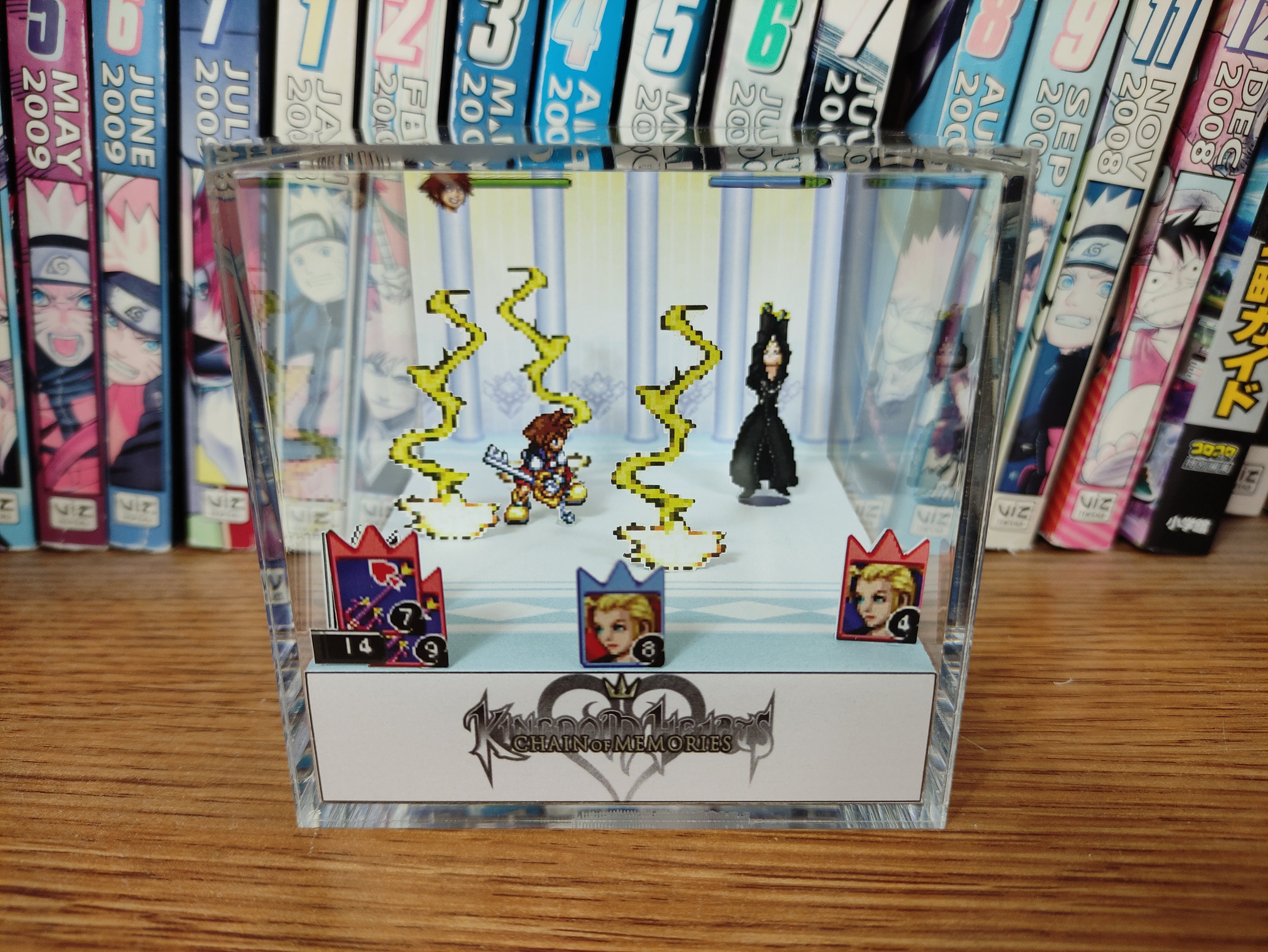 Kingdom Hearts Diorama - Sora vs Larxene, Kingdom Hearts 3D Diorama Cube, Handmade Crystal Diorama Cube, Unique Gift for Gamers