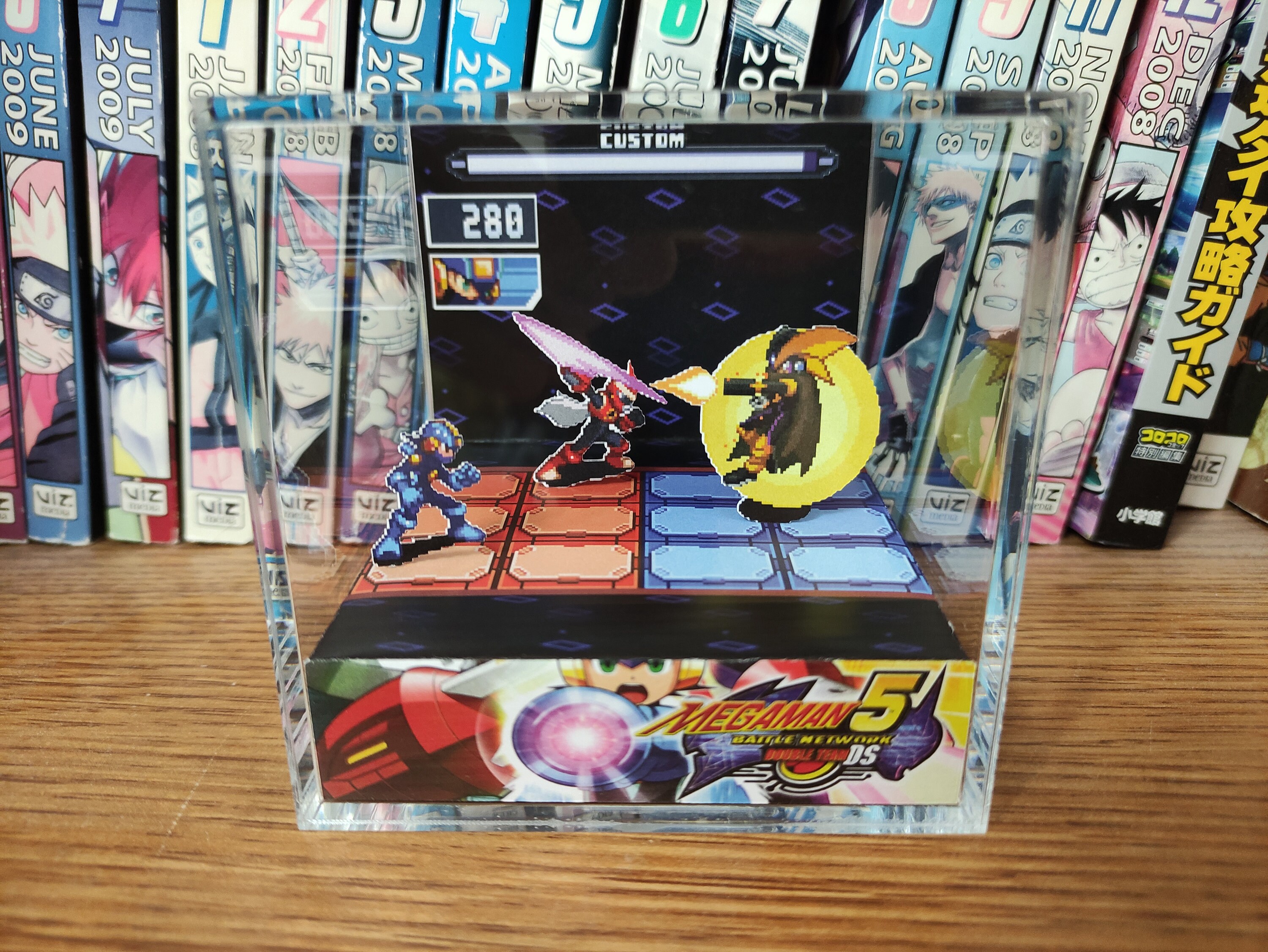 Mega Man Diorama - Mega Man Protoman vs Bass (Battle Network), 3D Diorama Cube, Handmade Crystal Diorama Cube, Unique Gift for Gamers