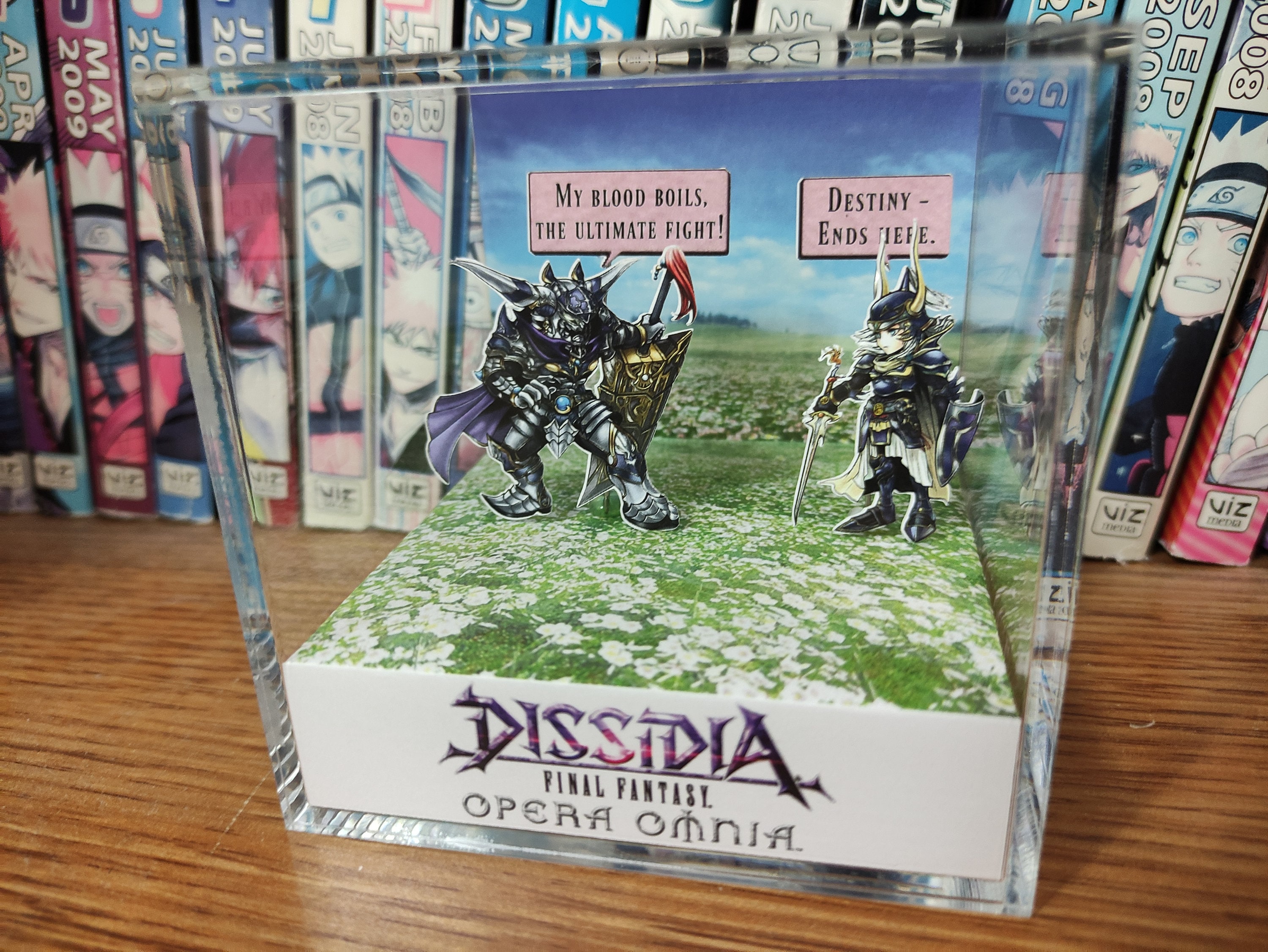 Final Fantasy Dissidia - Garland vs Warrior of Light Final Fantasy 3D Diorama Cube, Handmade Crystal Diorama Cube, Unique Gift for Gamers