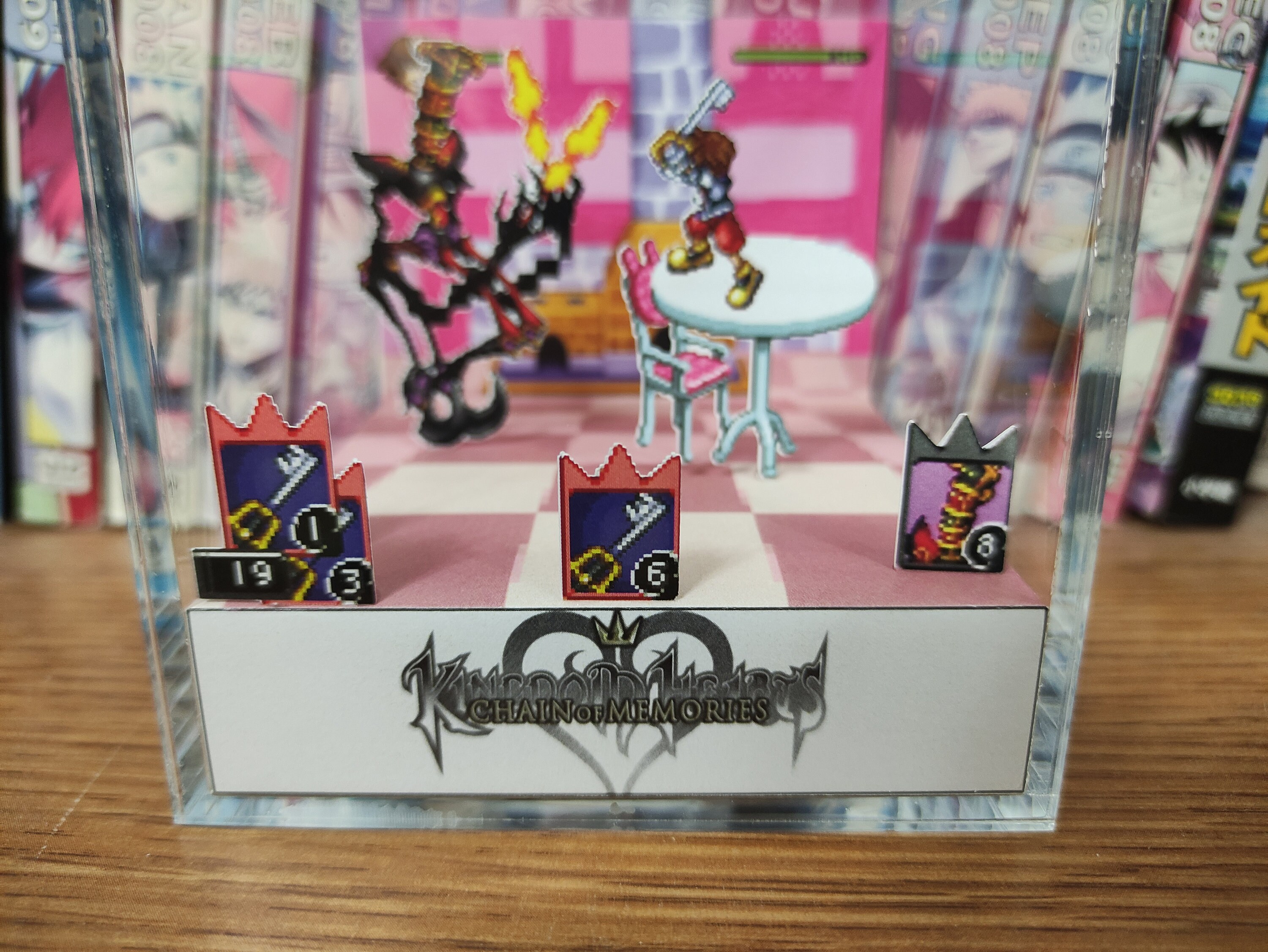 Kingdom Hearts Diorama - Sora vs Trickmaster, Kingdom Hearts 3D Diorama Cube, Handmade Crystal Diorama Cube, Unique Gift for Gamers