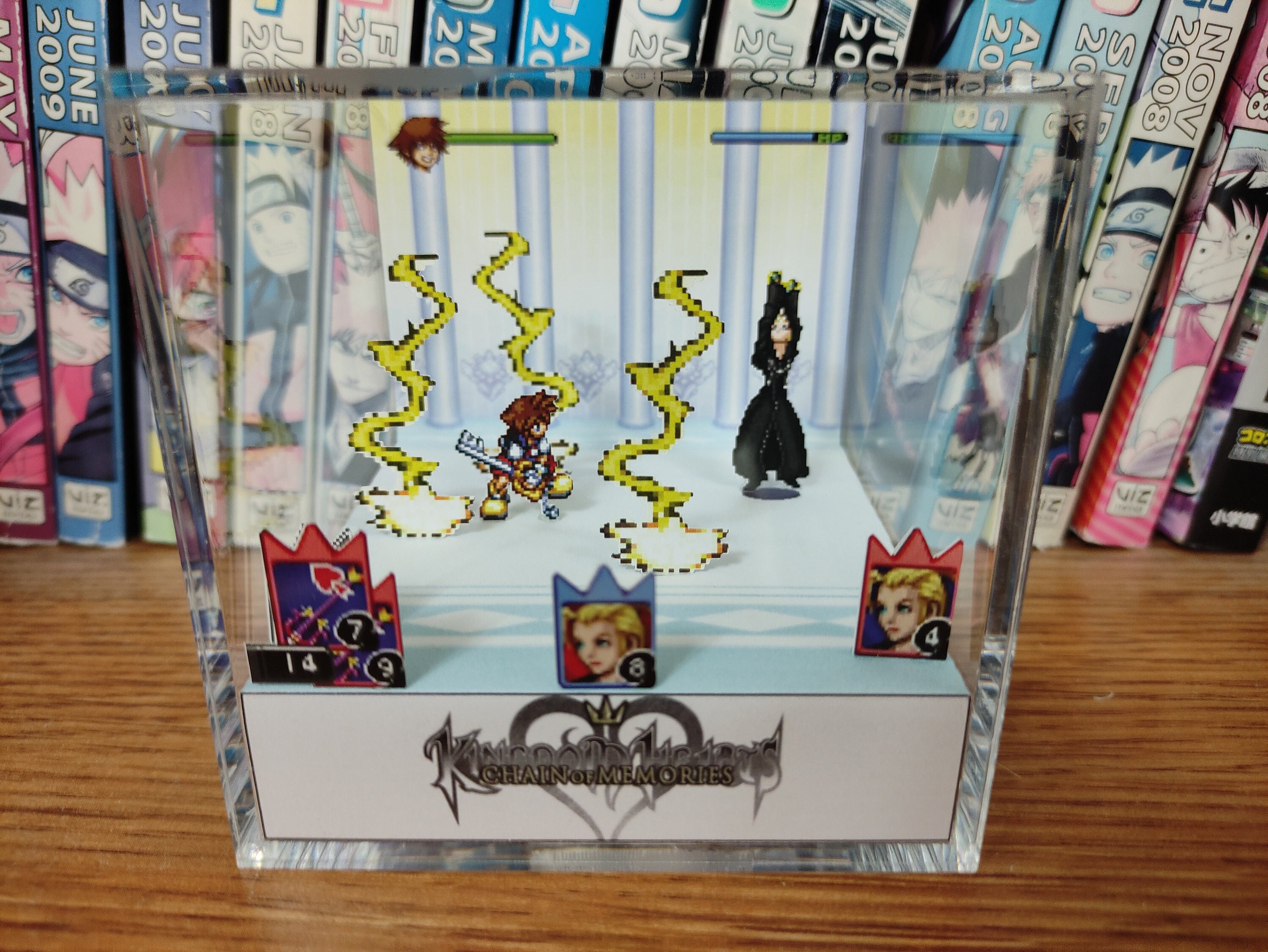 Kingdom Hearts Diorama - Sora vs Larxene, Kingdom Hearts 3D Diorama Cube, Handmade Crystal Diorama Cube, Unique Gift for Gamers