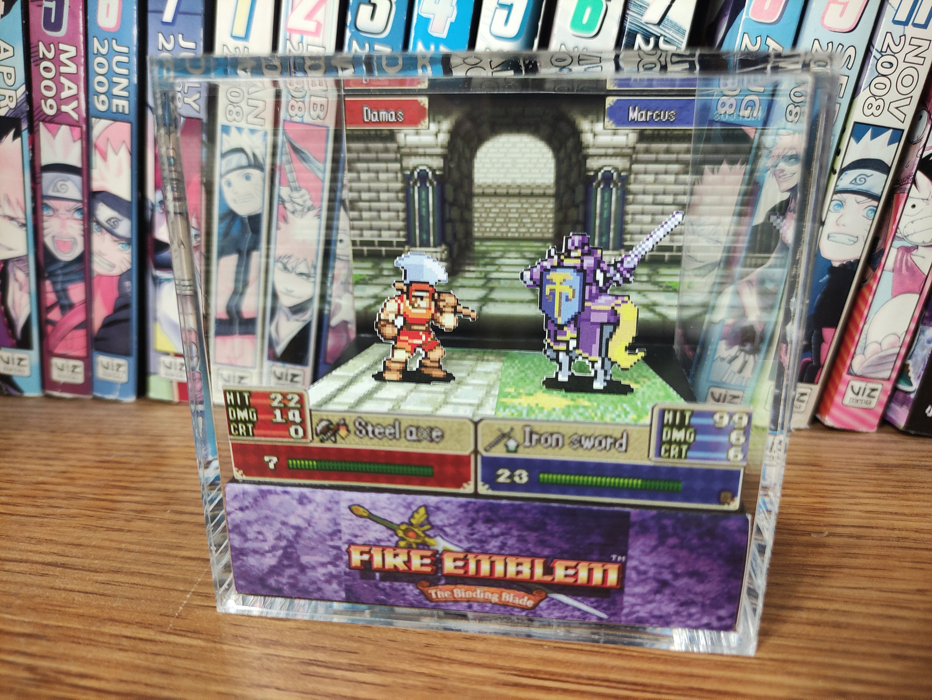 Fire Emblem Diorama - Damas vs Marcus The Binding Blade, Fire Emblem 3D Diorama Cube, Handmade Crystal Diorama Cube, Unique Gift for Gamers