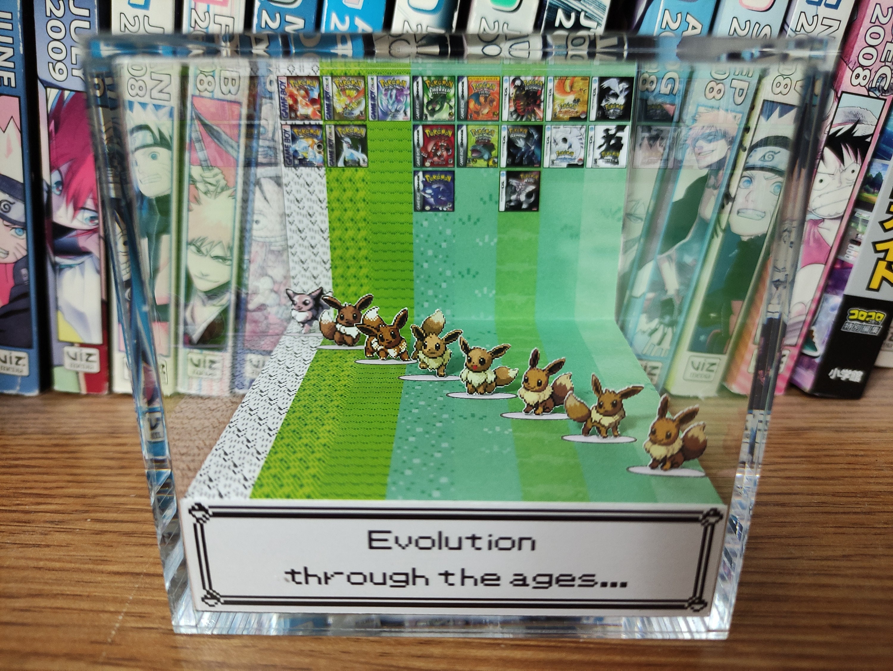 Generation Eevee, Eevee 3D Diorama Cube, Eevee Handmade Crystal Diorama Cube, Eevee Unique Gift for Gamers